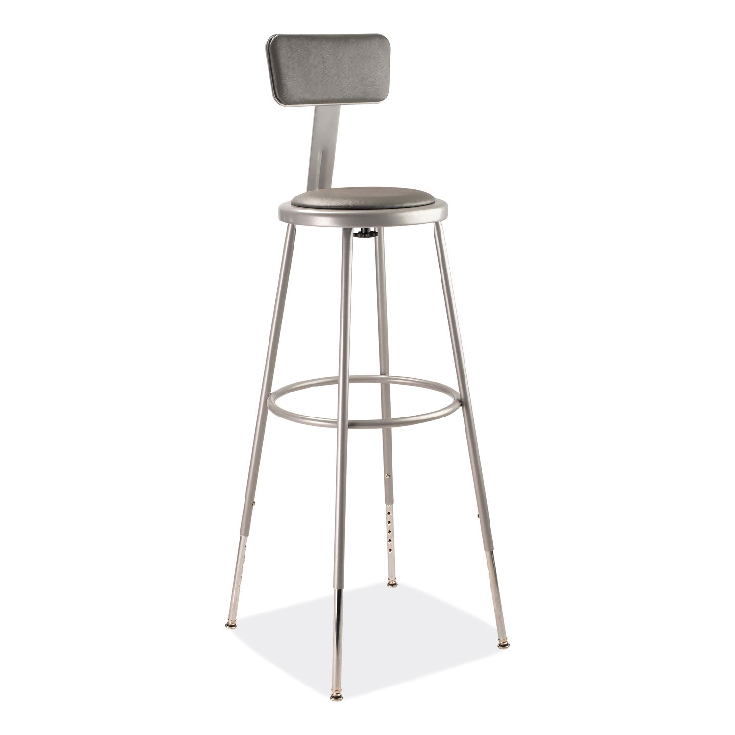 6400 Series Height Adjustable Heavy Duty Padded Stool w/Backrest, Supports 300lb, 32"-39" Seat Ht, Gray,Ships in 1-3 Bus Days