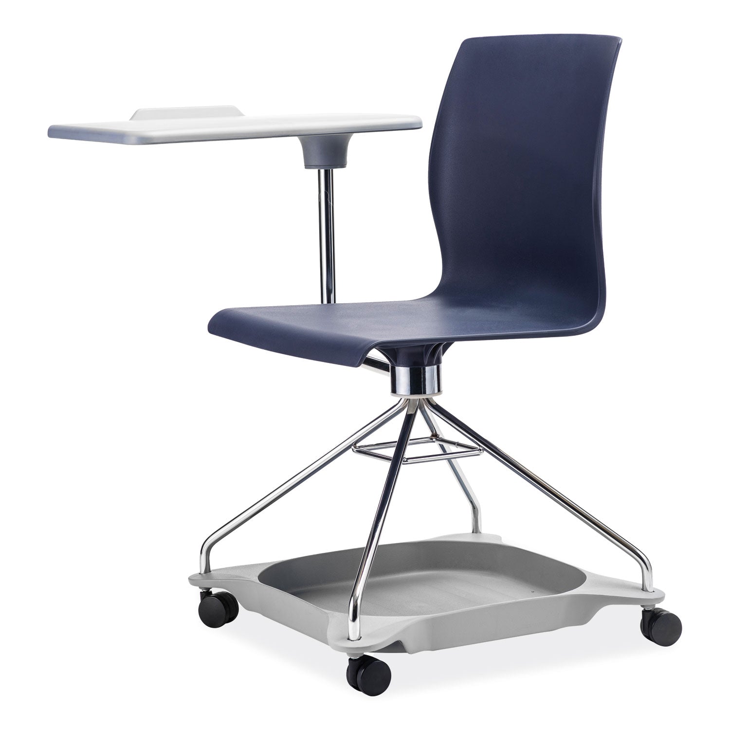 CoGo Mobile Tablet Chair, Supports Up to 440 lb, 18.75" Seat Height, Blue Seat/Back, Chrome Frame, Ships in 1-3 Business Days