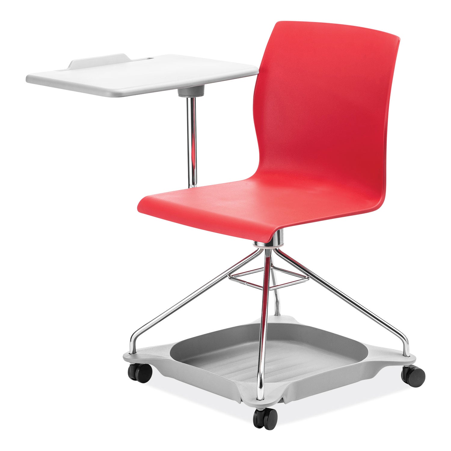 CoGo Mobile Tablet Chair, Supports Up to 440 lb, 18.75" Seat Height, Red Seat/Back, Chrome Frame, Ships in 1-3 Business Days
