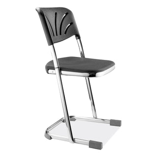 6600 Series Elephant Z-Stool With Backrest, Supports 500 lb, 18" Seat Ht, Black Seat/Back, Chrome Frame,Ships in 1-3 Bus Days