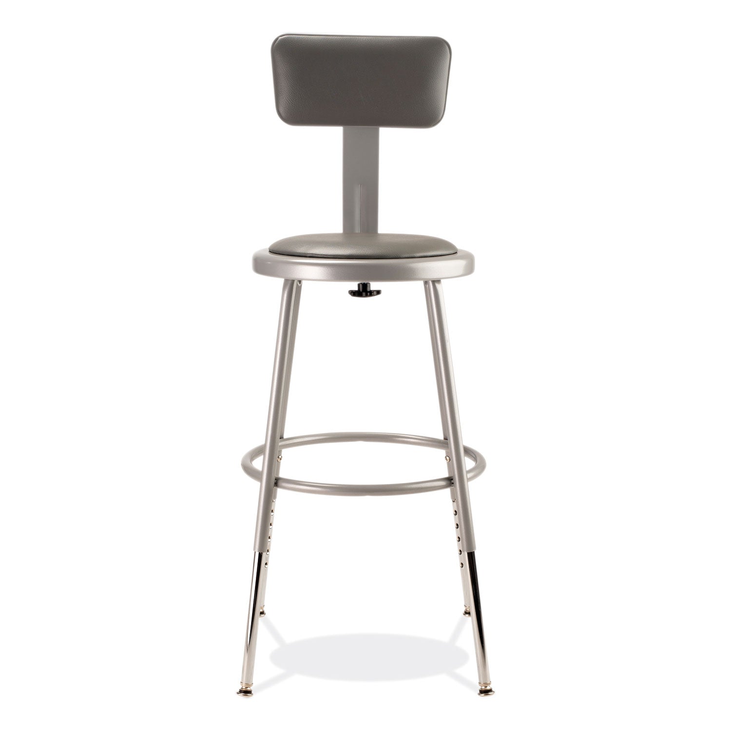 6400 Series Height Adjustable Heavy Duty Padded Stool w/Backrest, Supports 300lb, 19"-27" Seat Ht, Gray,Ships in 1-3 Bus Days