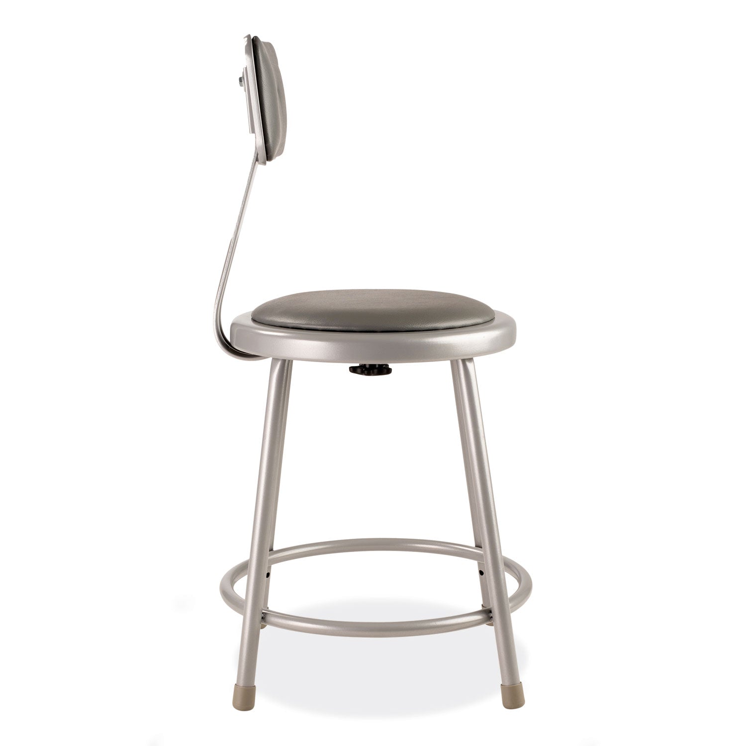 6400 Series Heavy Duty Vinyl Padded Stool w/Backrest, Supports 300 lb, 18" Seat Ht, Gray Seat/Back/Base,Ships in 1-3 Bus Days