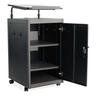 Teacher's WorkPod Lectern, 20 x 24 x 41, Charcoal Slate/Black, Ships in 1-3 Business Days