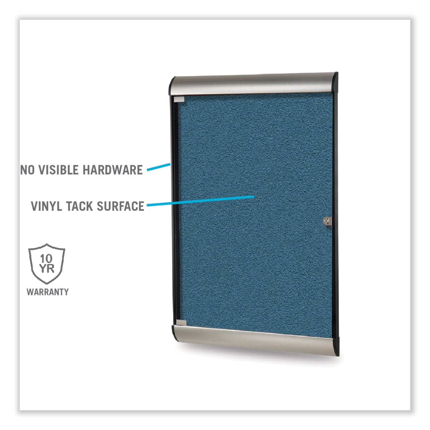 Silhouette 1 Door Enclosed Caramel Vinyl Bulletin Board with Satin/Black Frame, 27.75 x 42.13, Ships in 7-10 Business Days