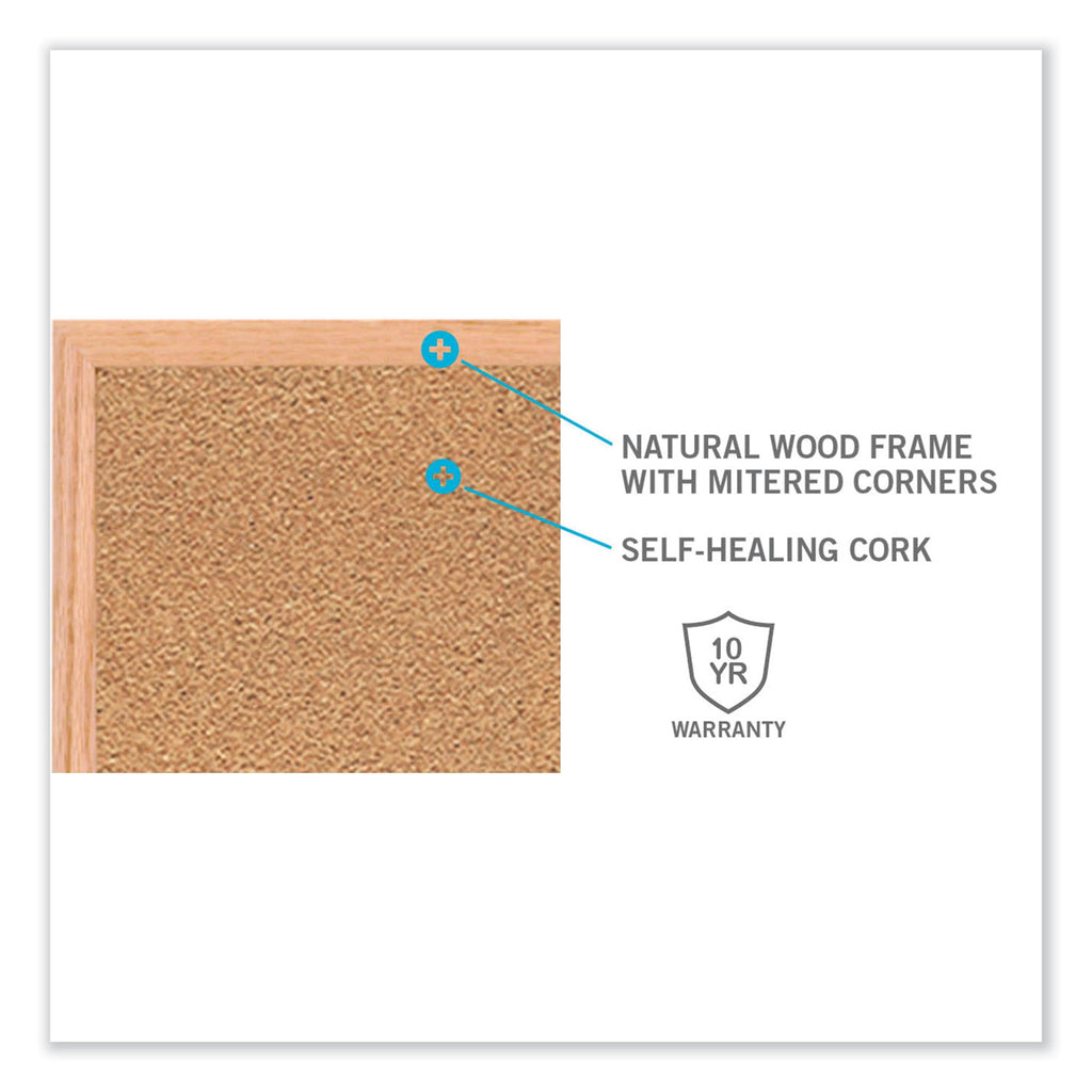 Natural Cork Bulletin Board with Frame, 144.5 x 48.5, Tan Surface, Oak Frame, Ships in 7-10 Business Days