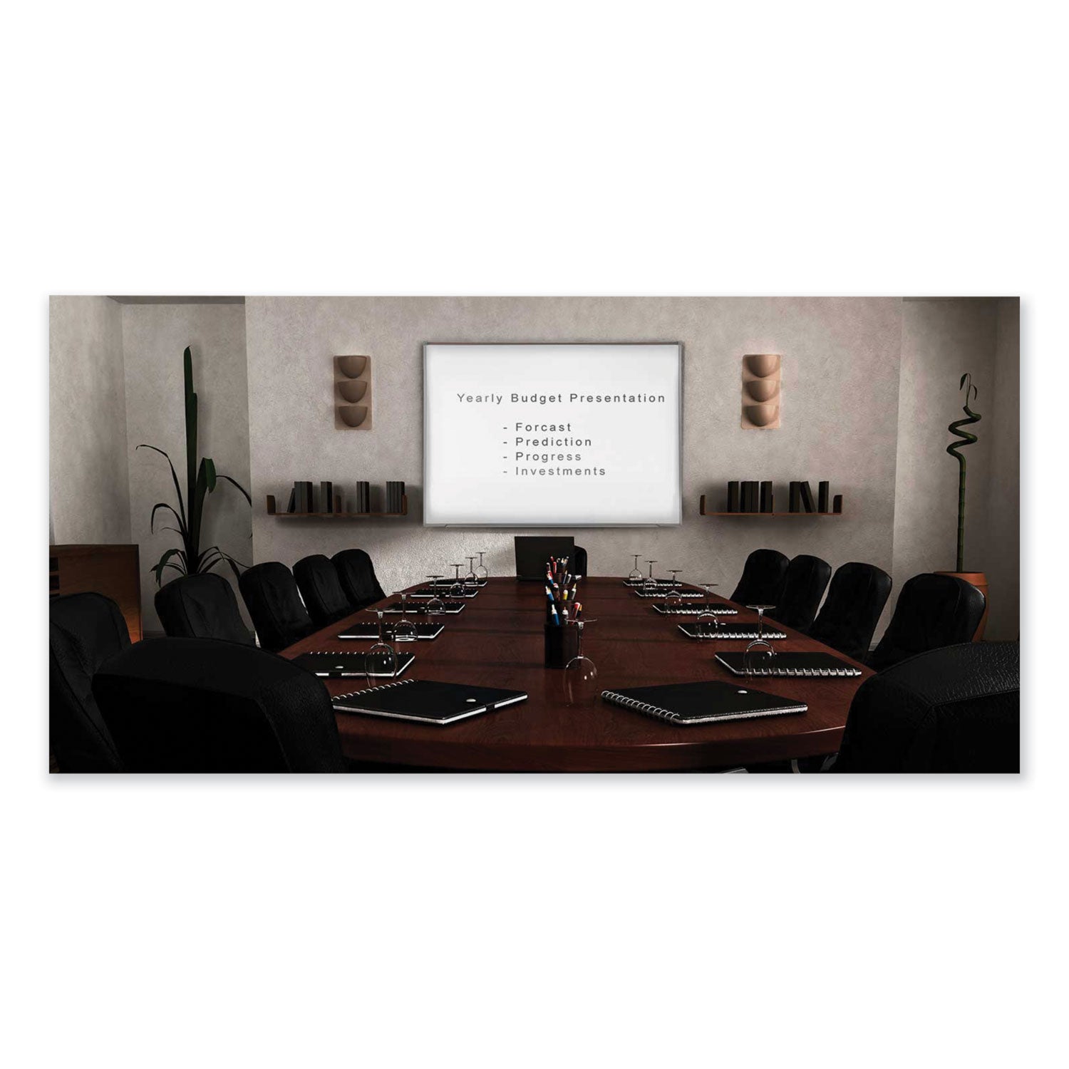 Proma Magnetic Porcelain Projection Whiteboard w/Satin Aluminum Frame, 72.5 x 48.5, White Surface,Ships in 7-10 Business Days