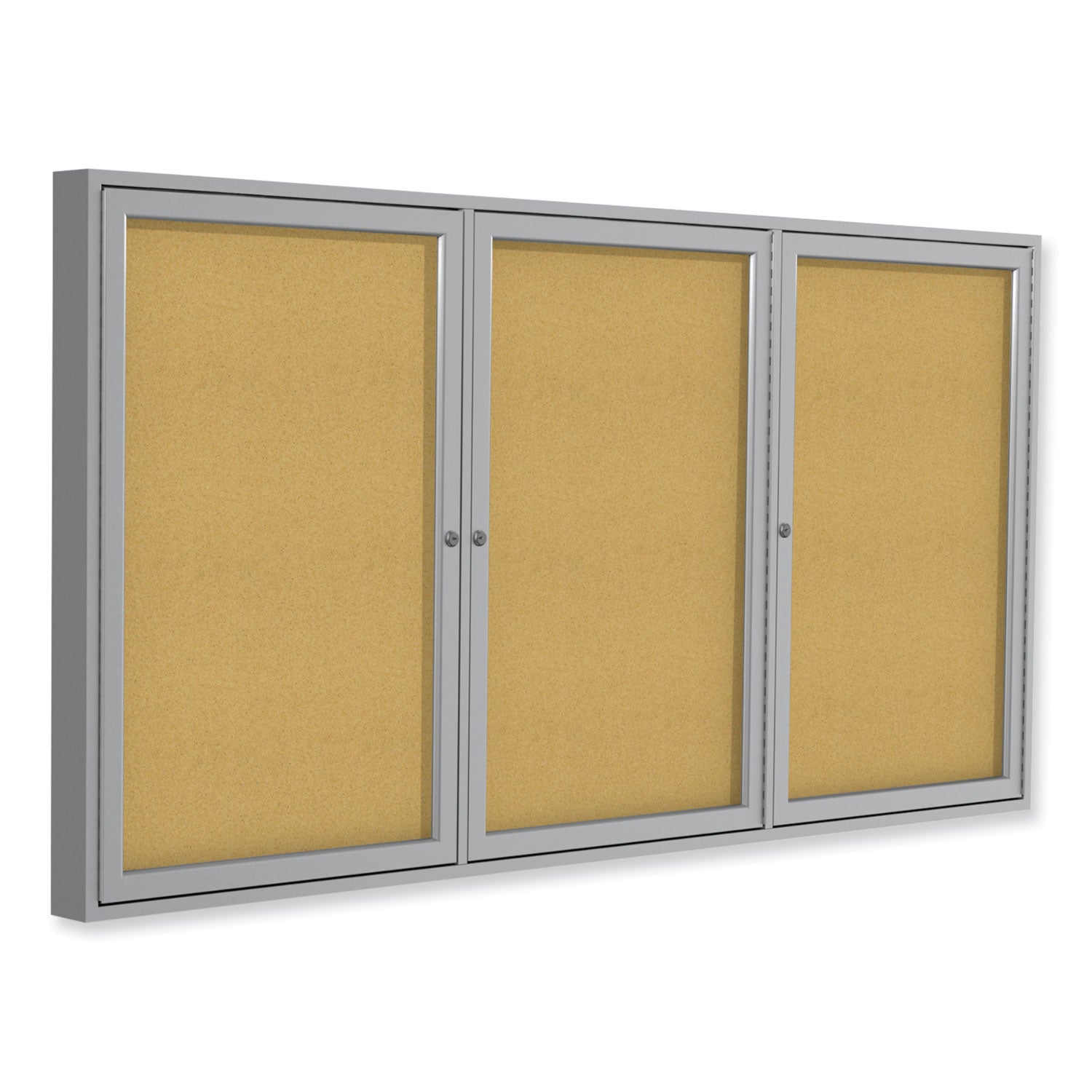 3-door-enclosed-natural-cork-bulletin-board-with-satin-aluminum-frame-96-x-48-tan-surface-ships-in-7-10-business-days_ghepa34896k - 1