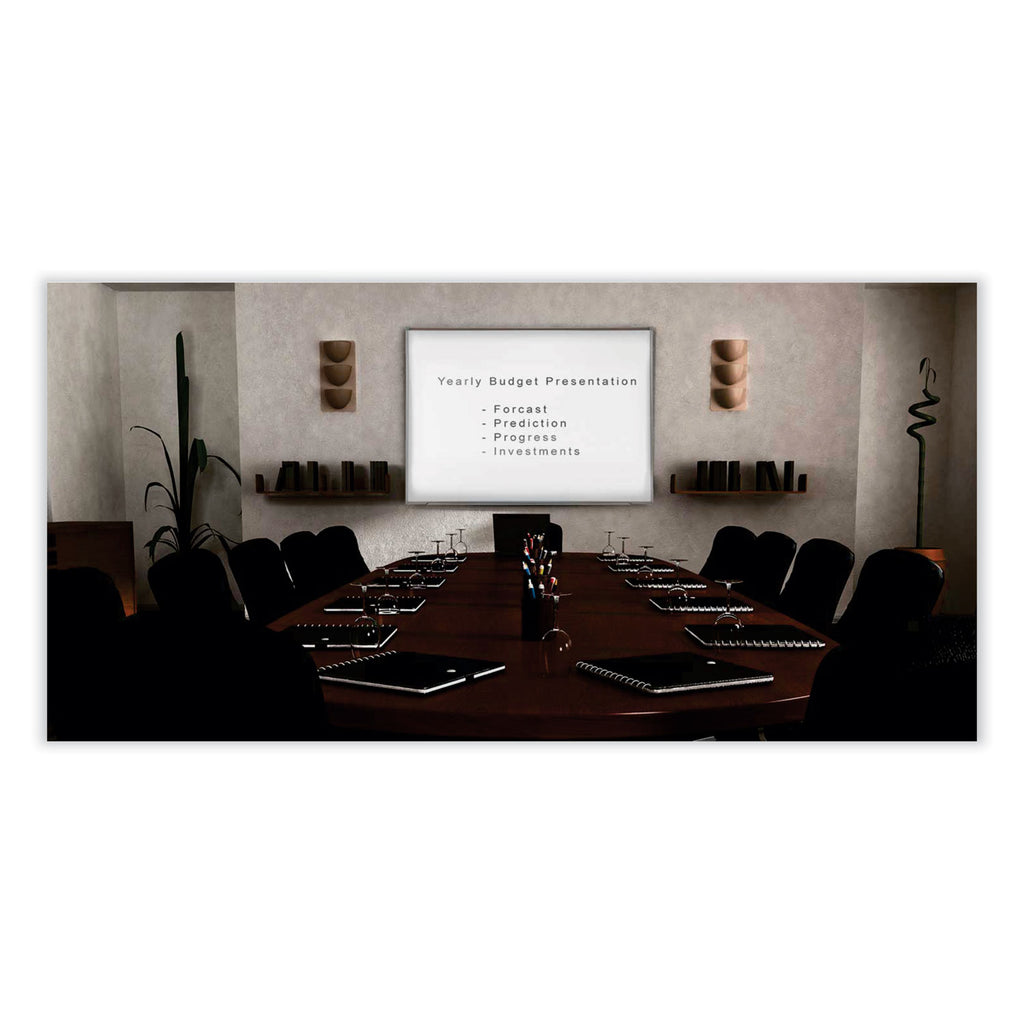 Proma Magnetic Porcelain Projection Whiteboard w/Satin Aluminum Frame, 96.5 x 48.5, White Surface,Ships in 7-10 Business Days