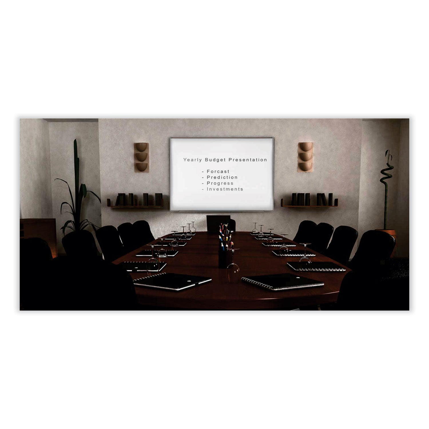 Proma Magnetic Porcelain Projection Whiteboard w/Satin Aluminum Frame, 96.5 x 48.5, White Surface,Ships in 7-10 Business Days