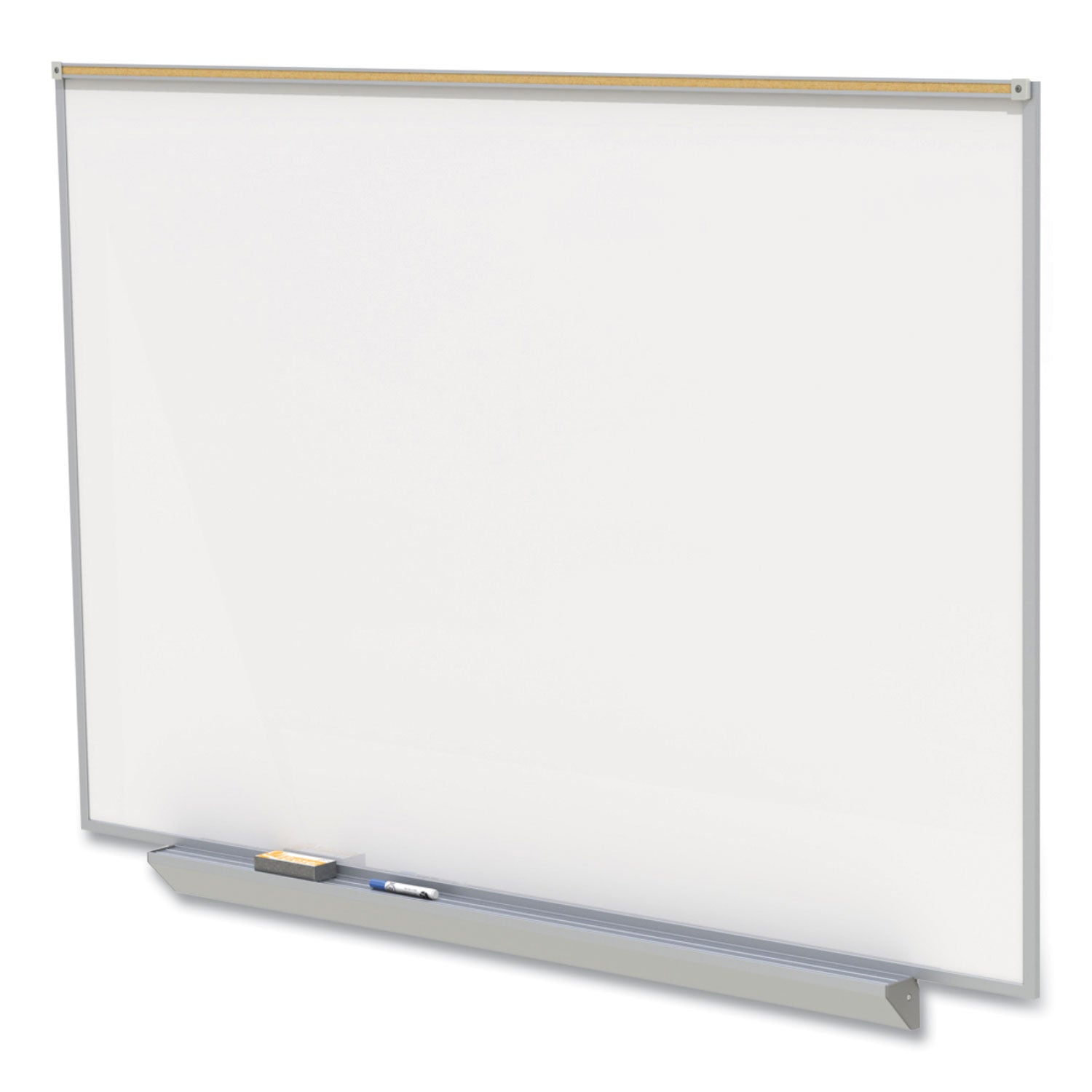 Proma Magnetic Porcelain Projection Whiteboard w/Satin Aluminum Frame, 72.5 x 48.5, White Surface,Ships in 7-10 Business Days - 