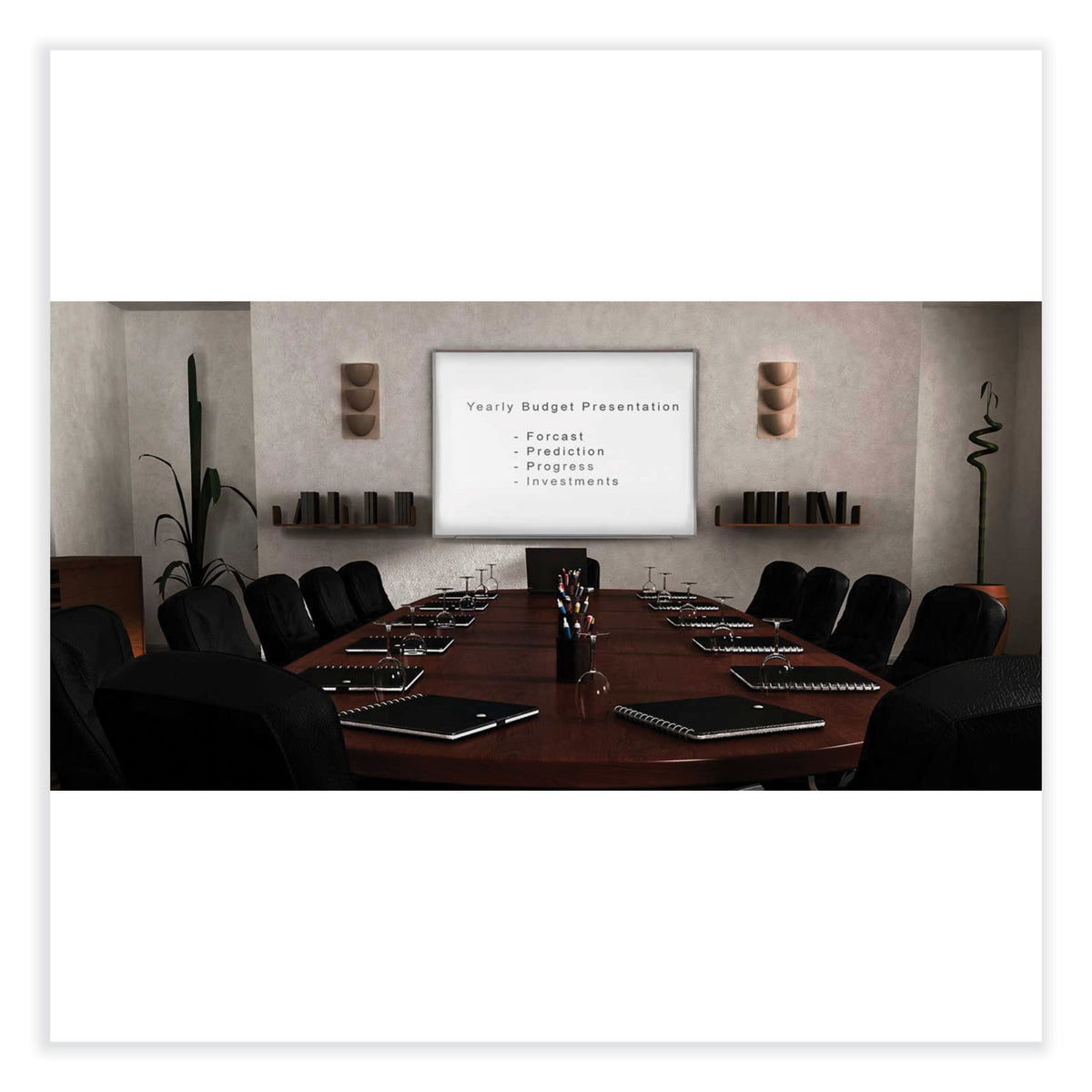 Proma Magnetic Porcelain Projection Whiteboard w/Satin Aluminum Frame, 48.5 x 36.5, White Surface,Ships in 7-10 Business Days