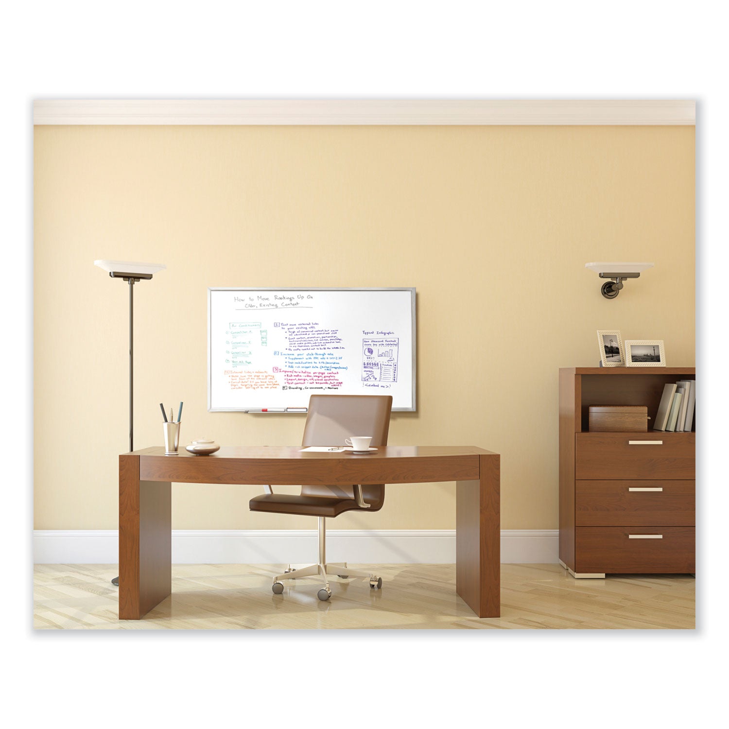 Non-Magnetic Whiteboard with Aluminum Frame, 144.63 x 48.47, White Surface, Satin Aluminum Frame, Ships in 7-10 Business Days