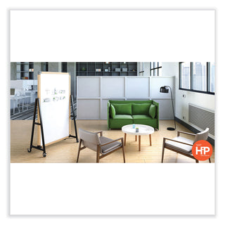 Prest Mobile Magnetic Whiteboard, 40.5 x 73.75, White Surface, Caramel Oak Wood Frame, Ships in 7-10 Business Days