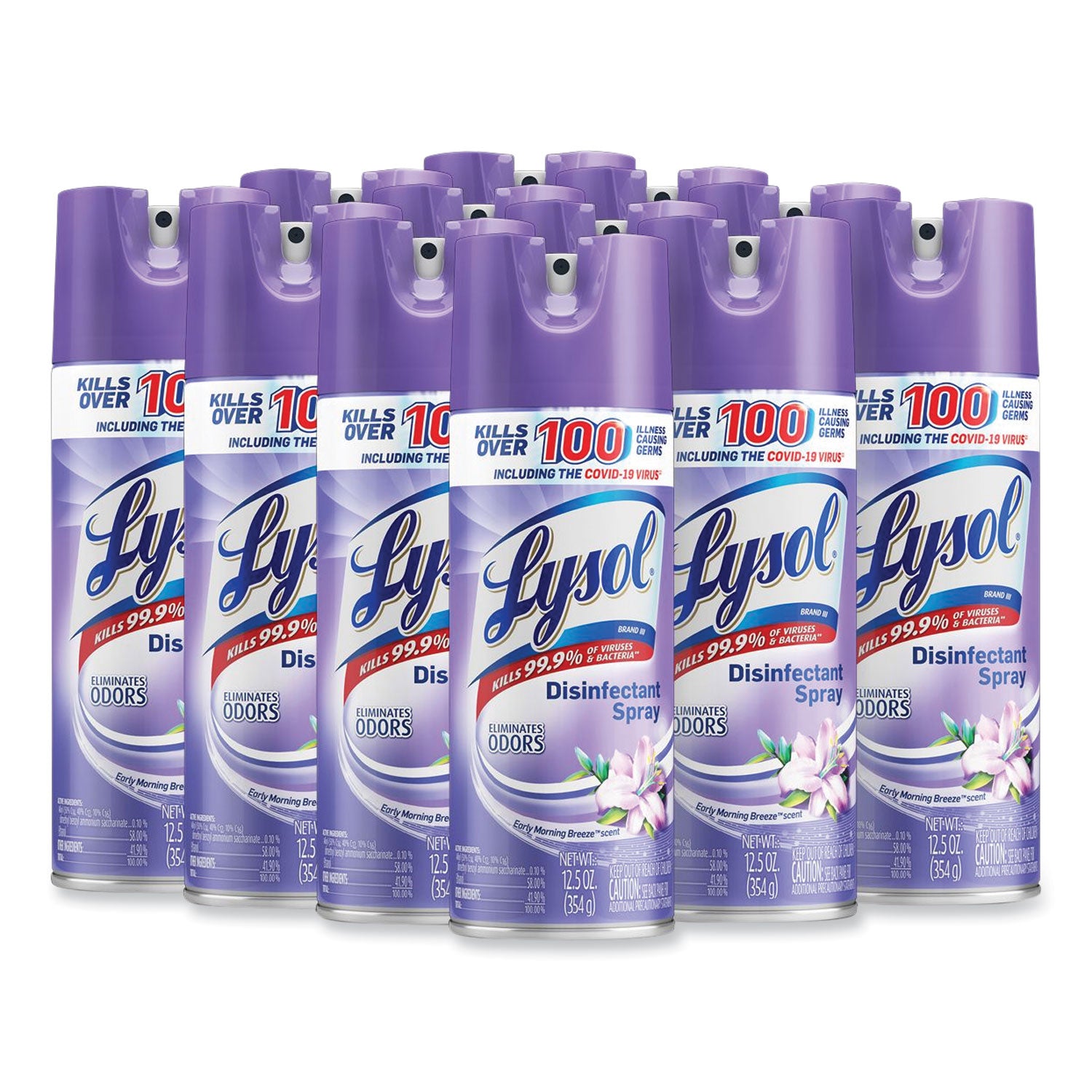 Disinfectant Spray, Early Morning Breeze, 12.5 oz Aerosol Spray, 12/Carton - 