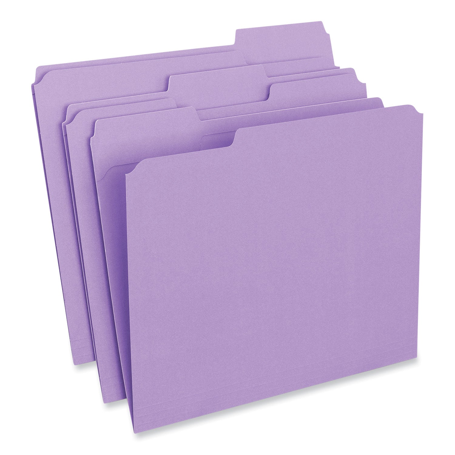 Reinforced Top-Tab File Folders, 1/3-Cut Tabs: Assorted, Letter Size, 1" Expansion, Violet, 100/Box - 