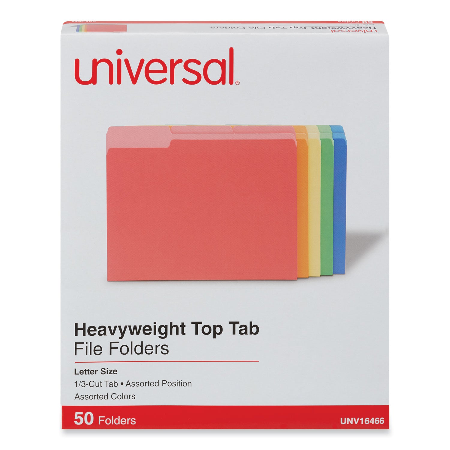 Deluxe Heavyweight File Folders, 1/3-Cut Tabs: Assorted, Letter Size, 0.75" Expansion, Assorted Colors, 50/Box - 