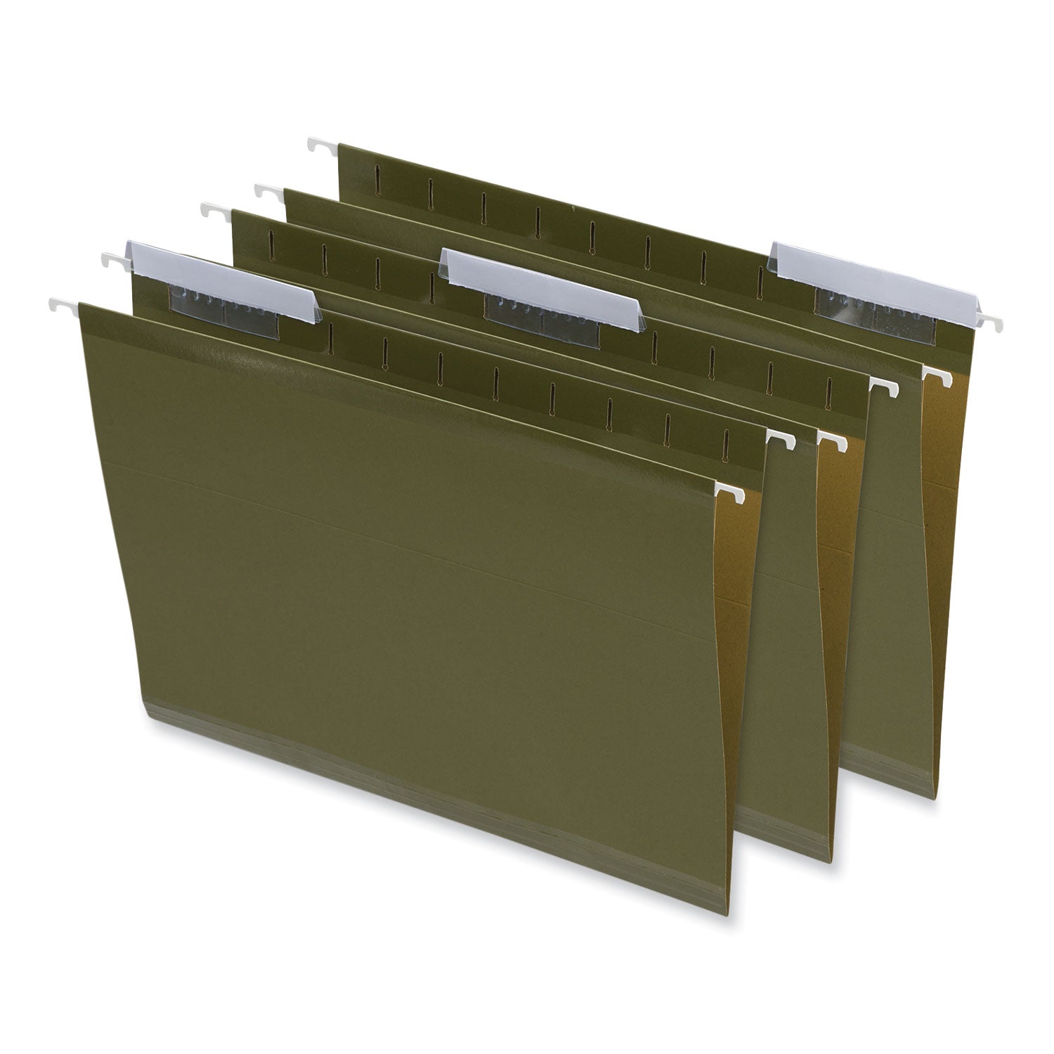 Deluxe Reinforced Recycled Hanging File Folders, Letter Size, 1/3-Cut Tabs, Standard Green, 25/Box - 
