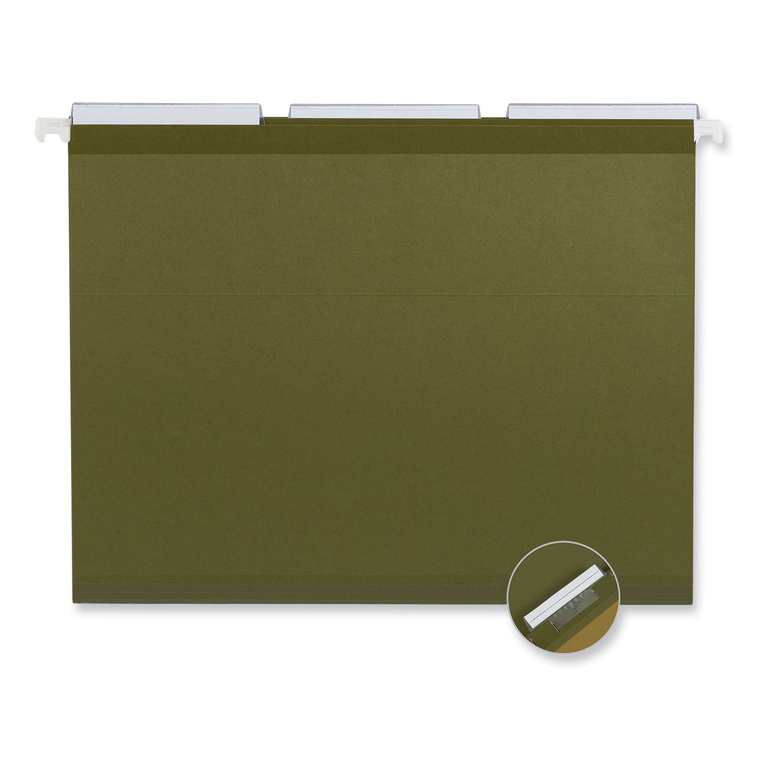 Deluxe Reinforced Recycled Hanging File Folders, Letter Size, 1/3-Cut Tabs, Standard Green, 25/Box - 