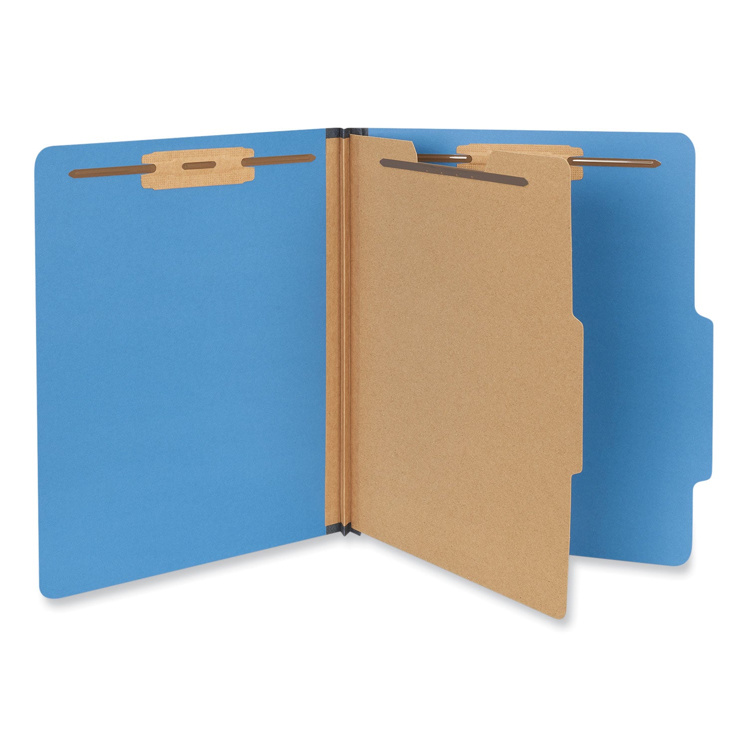 Bright Colored Pressboard Classification Folders, 2" Expansion, 1 Divider, 4 Fasteners, Letter Size, Cobalt Blue, 10/Box - 