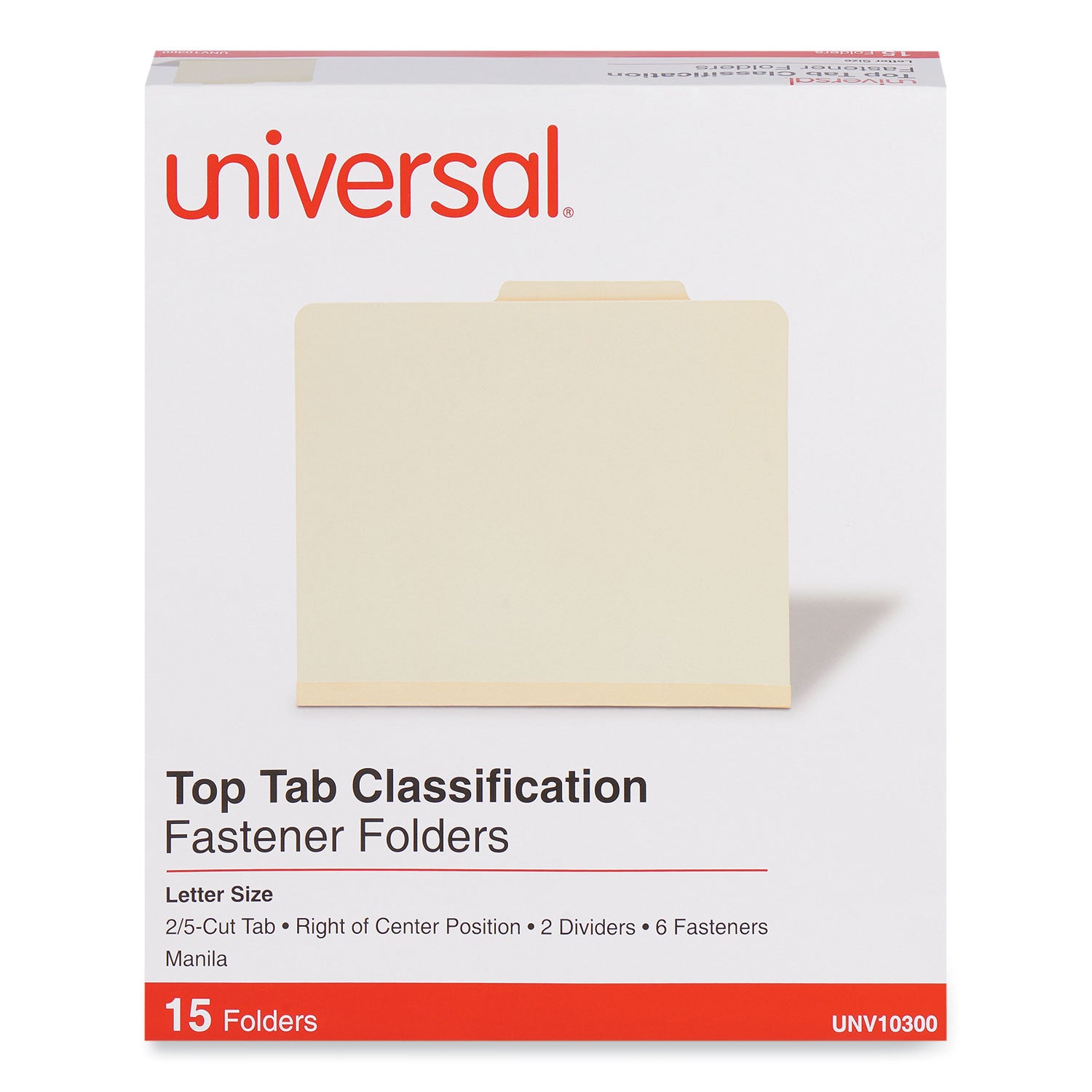 Six-Section Classification Folders, 2" Expansion, 2 Dividers, 6 Fasteners, Letter Size, Manila Exterior, 15/Box - 