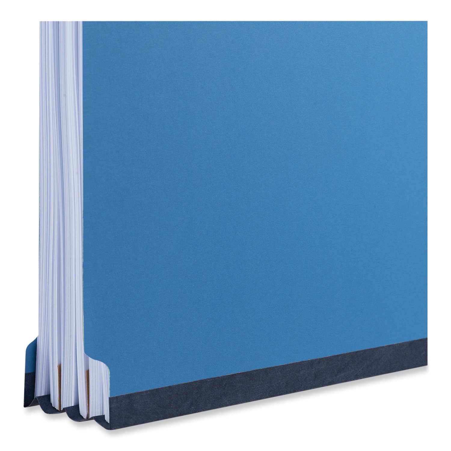 Bright Colored Pressboard Classification Folders, 2" Expansion, 2 Dividers, 6 Fasteners, Letter Size, Cobalt Blue, 10/Box - 