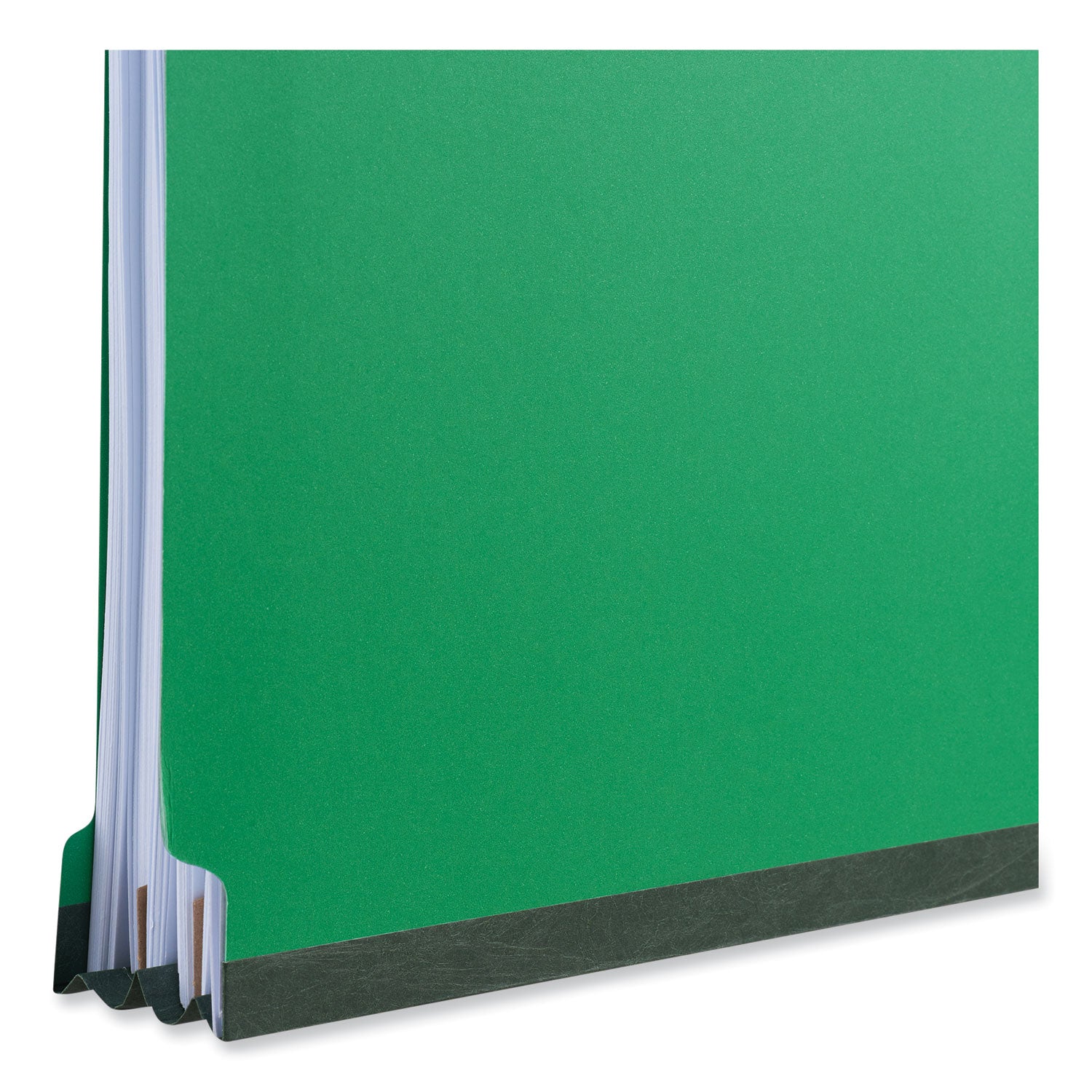 Bright Colored Pressboard Classification Folders, 2" Expansion, 2 Dividers, 6 Fasteners, Letter Size, Emerald Green, 10/Box - 
