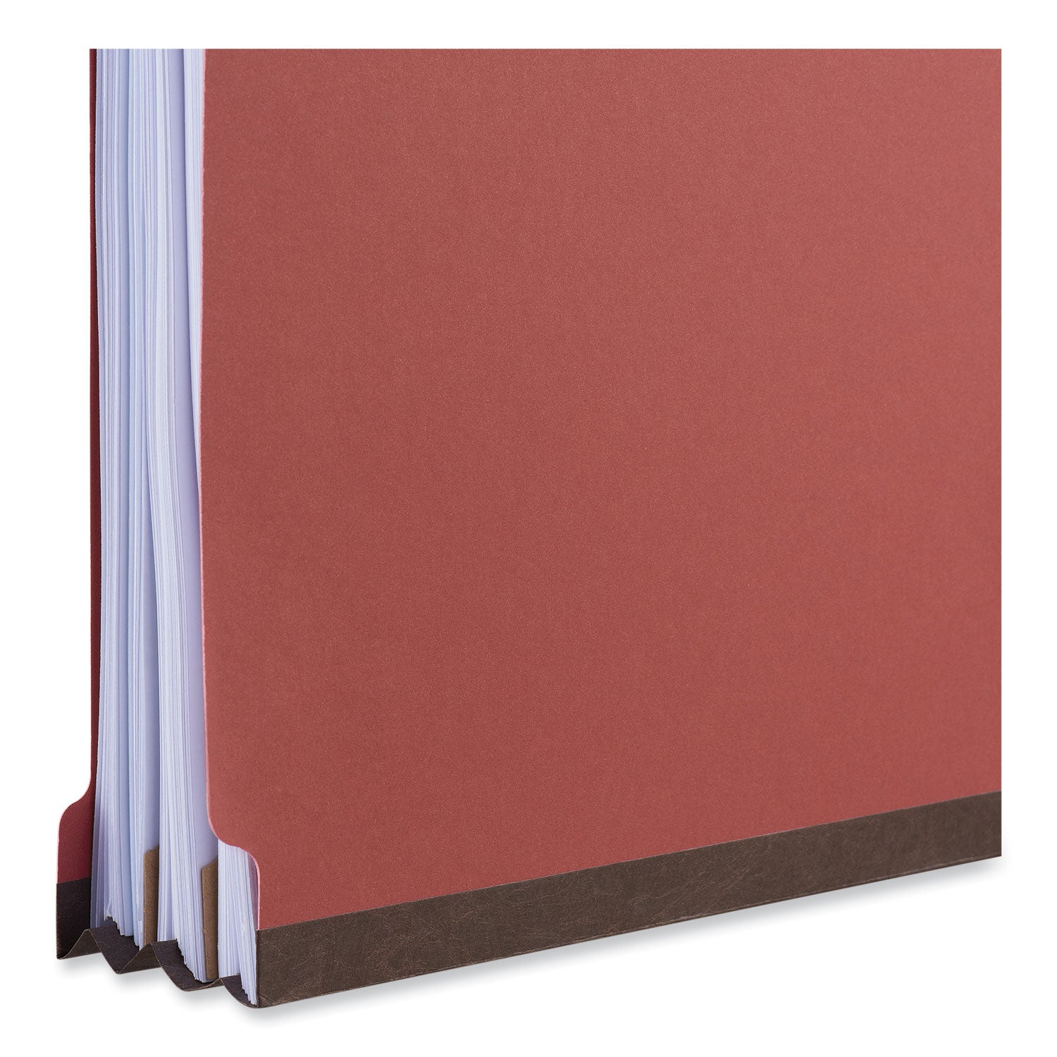 Bright Colored Pressboard Classification Folders, 2" Expansion, 2 Dividers, 6 Fasteners, Letter Size, Ruby Red, 10/Box - 