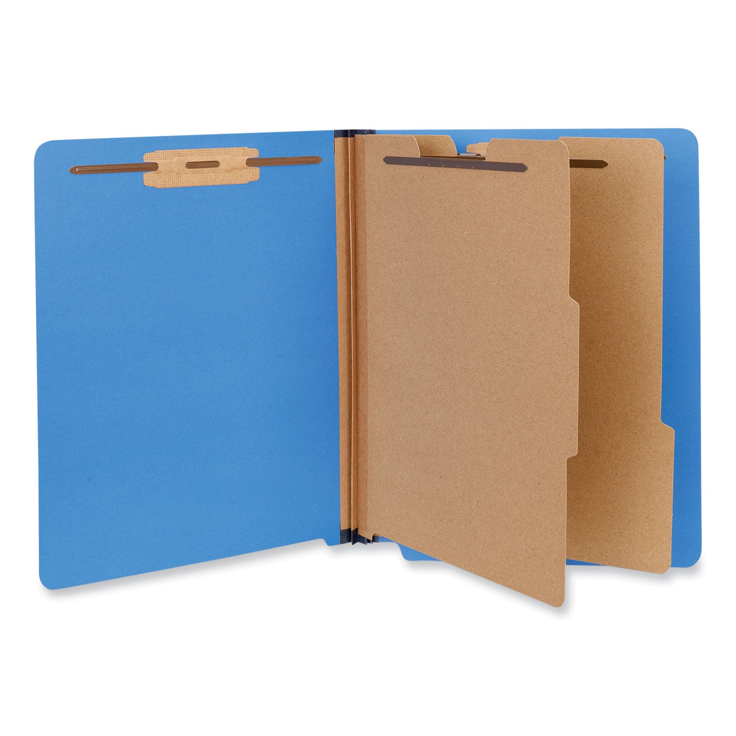 Deluxe Six-Section Pressboard End Tab Classification Folders, 2 Dividers, 6 Fasteners, Letter Size, Cobalt Blue, 10/Box - 