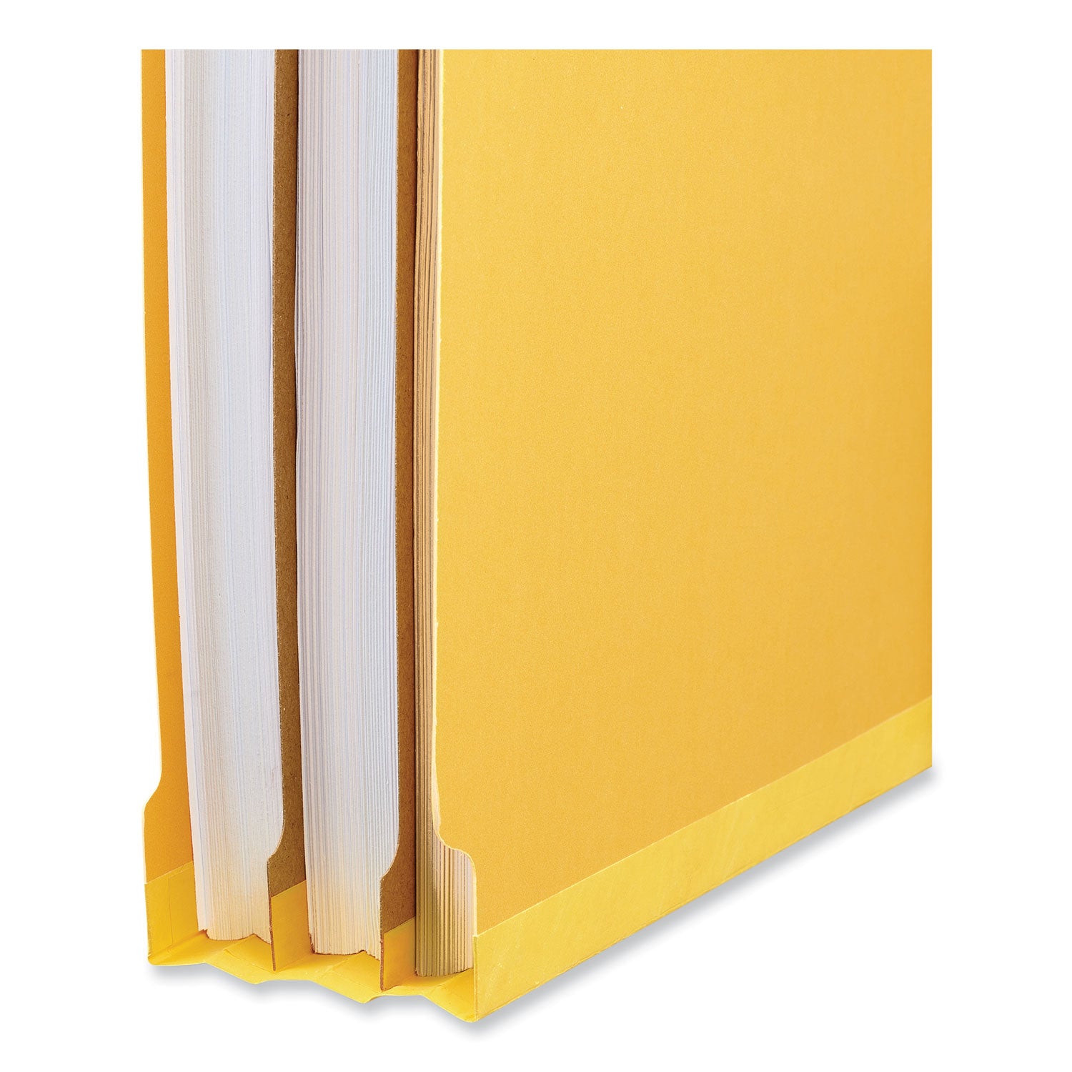 Deluxe Six-Section Pressboard End Tab Classification Folders, 2 Dividers, 6 Fasteners, Letter Size, Yellow, 10/Box - 