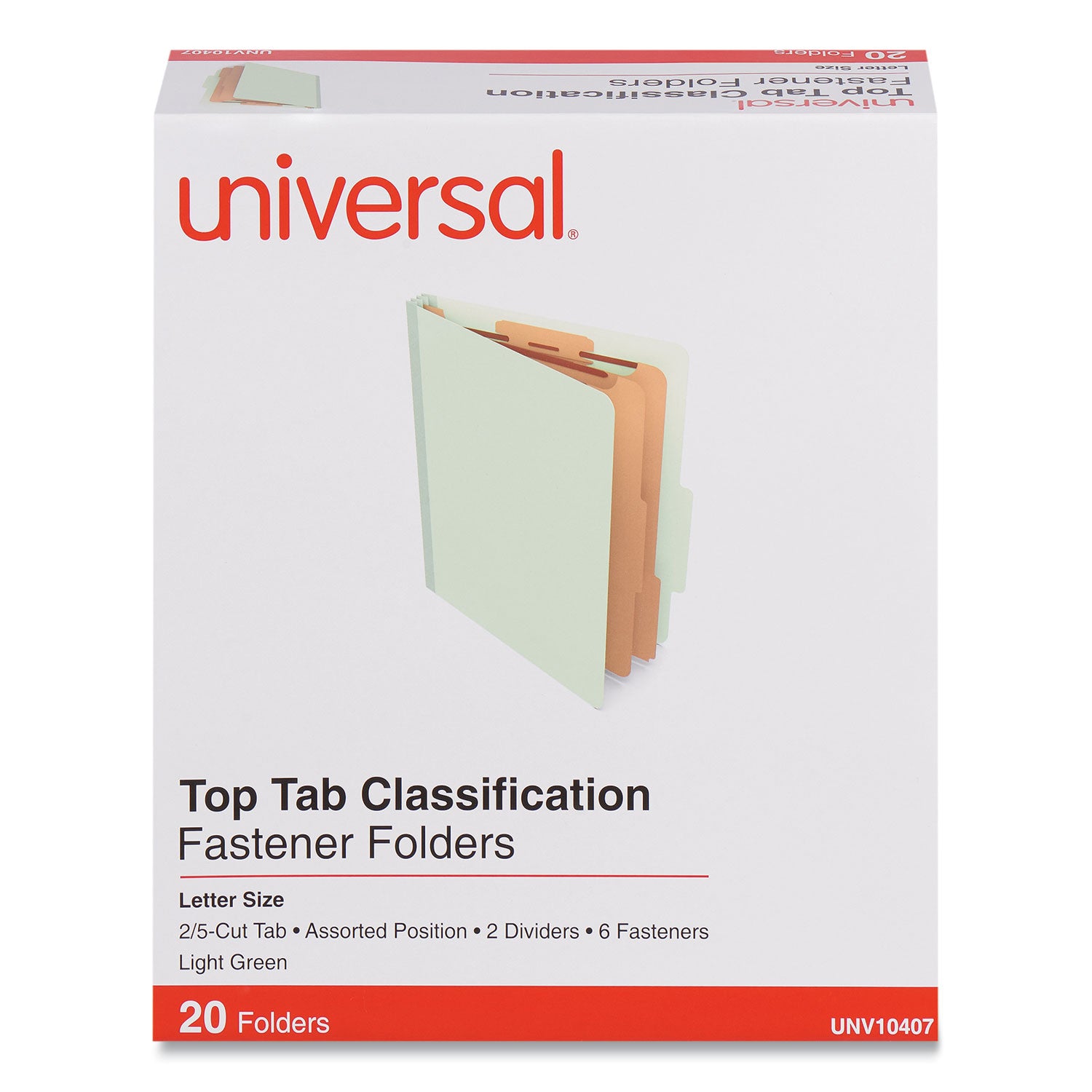 six-section-classification-folders-heavy-duty-pressboard-cover-2-dividers-6-fasteners-letter-size-light-green-20-box_unv10407 - 1