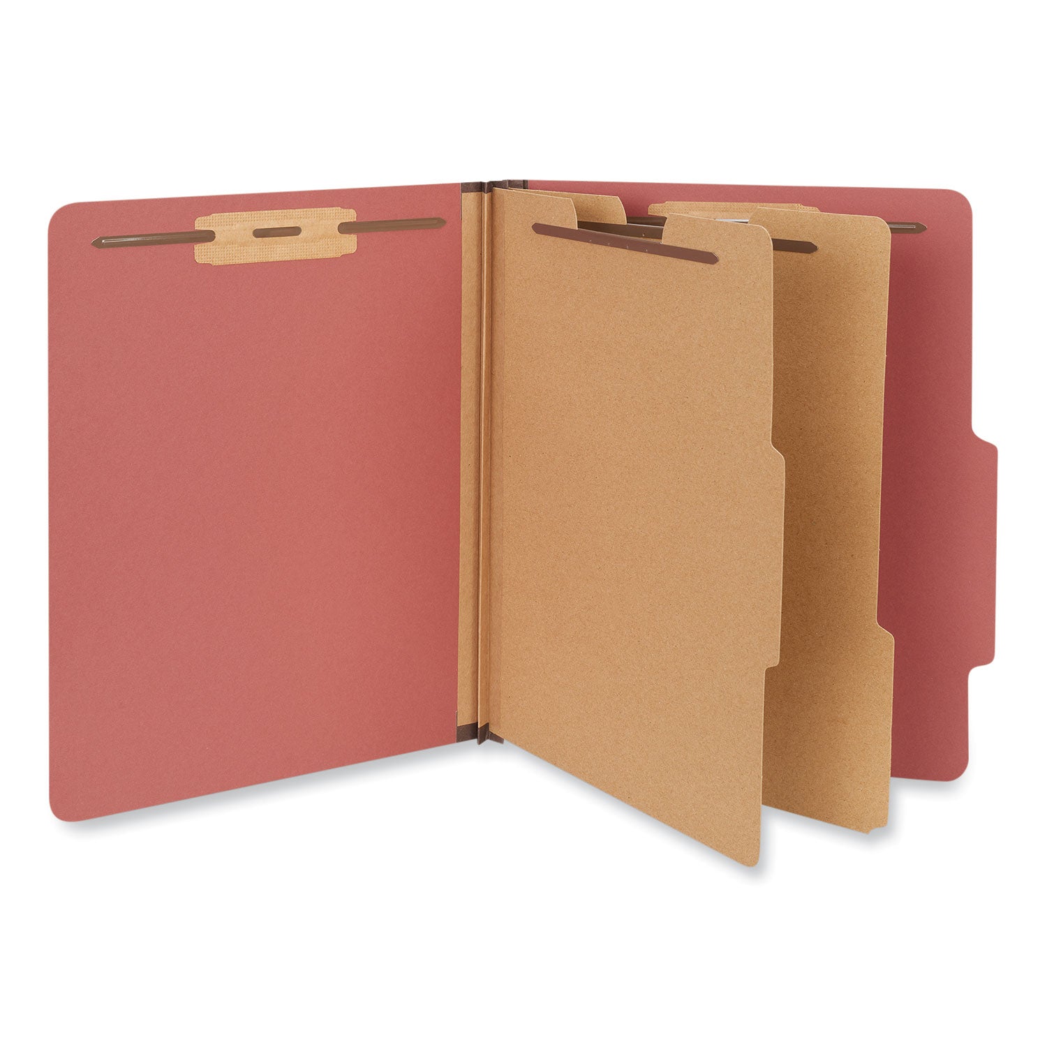 six-section-classification-folders-heavy-duty-pressboard-cover-2-dividers-6-fasteners-letter-size-brick-red-20-box_unv10408 - 2