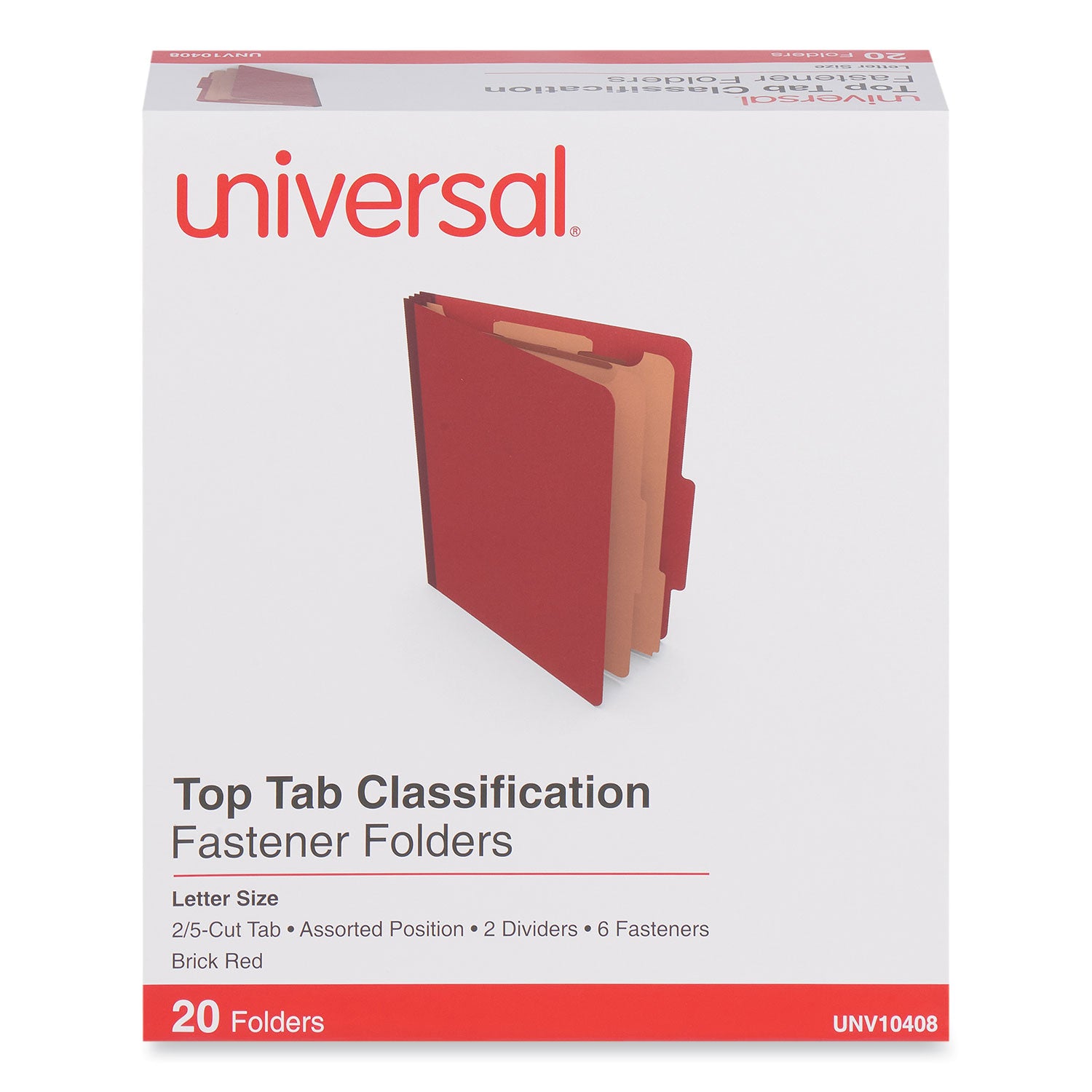 six-section-classification-folders-heavy-duty-pressboard-cover-2-dividers-6-fasteners-letter-size-brick-red-20-box_unv10408 - 1