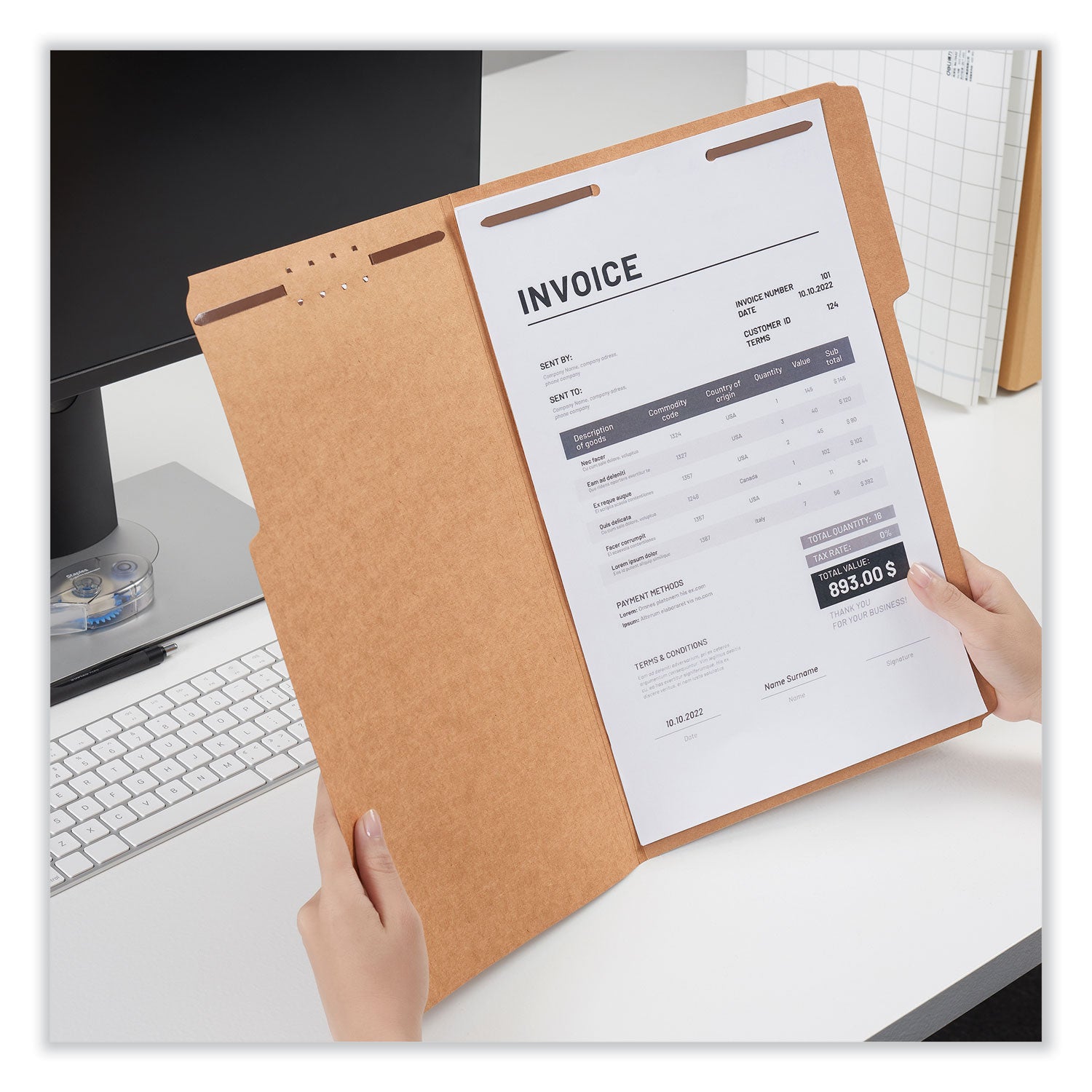 reinforced-top-tab-fastener-folders-075-expansion-2-fasteners-legal-size-brown-kraft-exterior-50-box_unv10412 - 3