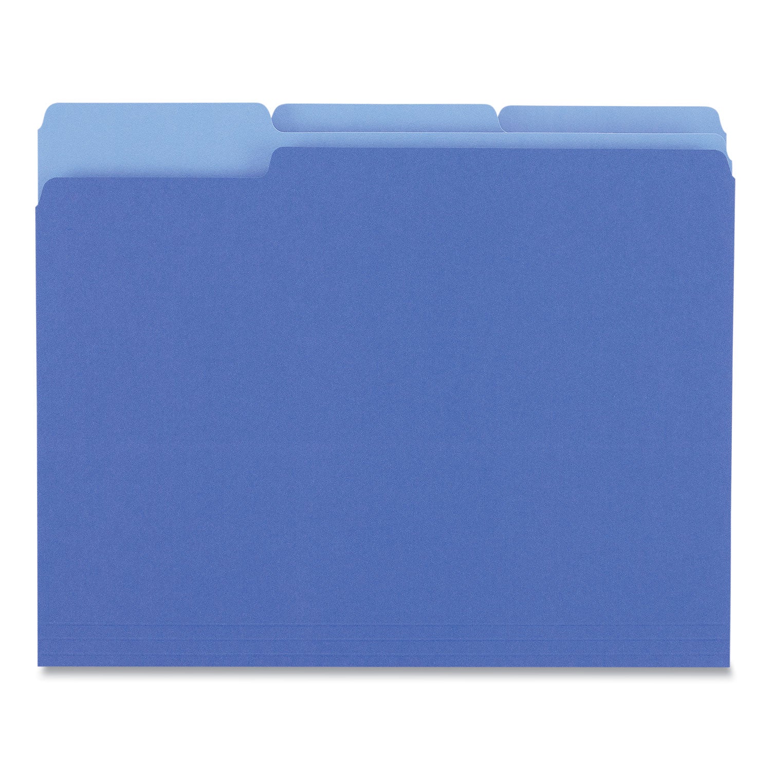 Deluxe Colored Top Tab File Folders, 1/3-Cut Tabs: Assorted, Letter Size, Blue/Light Blue, 100/Box - 