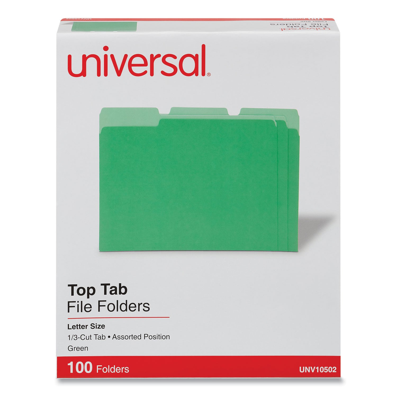 Deluxe Colored Top Tab File Folders, 1/3-Cut Tabs: Assorted, Letter Size, Green/Light Green, 100/Box - 
