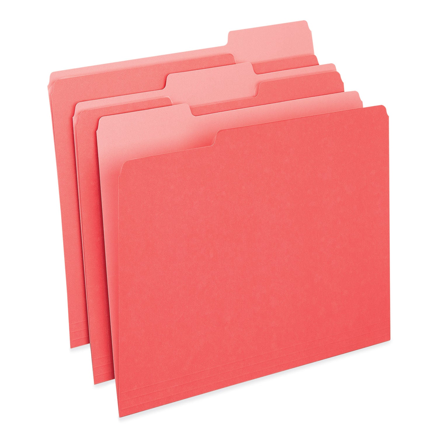 Deluxe Colored Top Tab File Folders, 1/3-Cut Tabs: Assorted, Letter Size, Red/Light Red, 100/Box - 