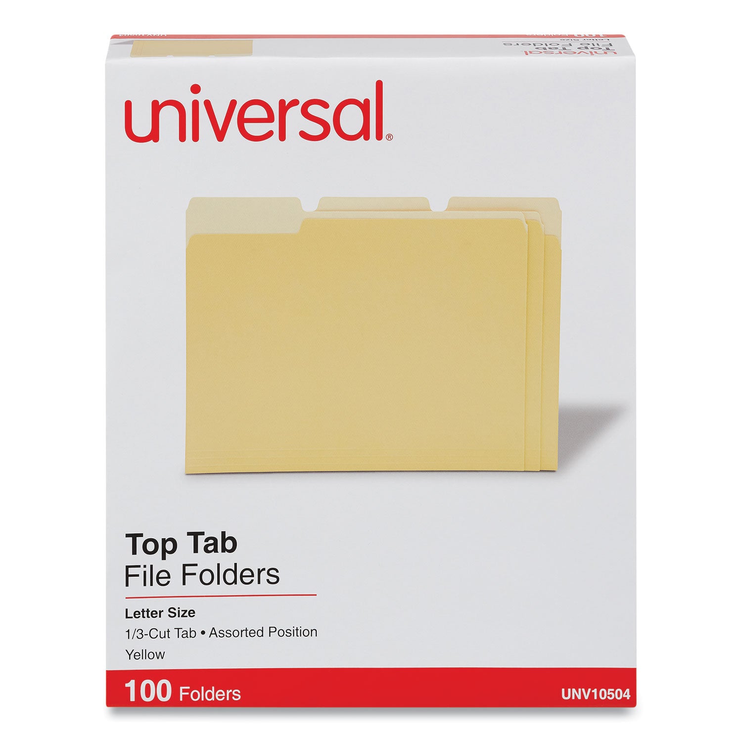 Deluxe Colored Top Tab File Folders, 1/3-Cut Tabs: Assorted, Letter Size, Yellow/Light Yellow, 100/Box - 