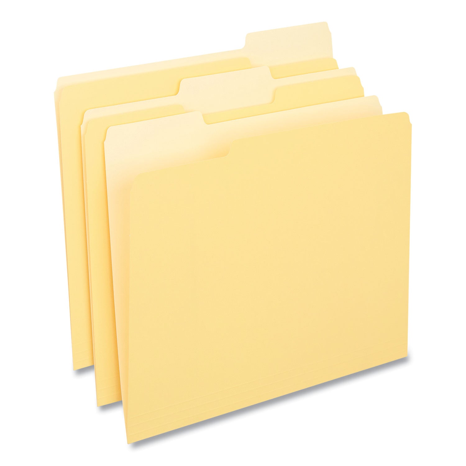 Deluxe Colored Top Tab File Folders, 1/3-Cut Tabs: Assorted, Letter Size, Yellow/Light Yellow, 100/Box - 