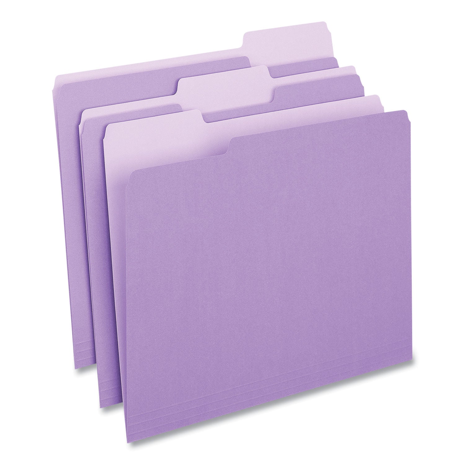 Deluxe Colored Top Tab File Folders, 1/3-Cut Tabs: Assorted, Letter Size, Violet/Light Violet, 100/Box - 