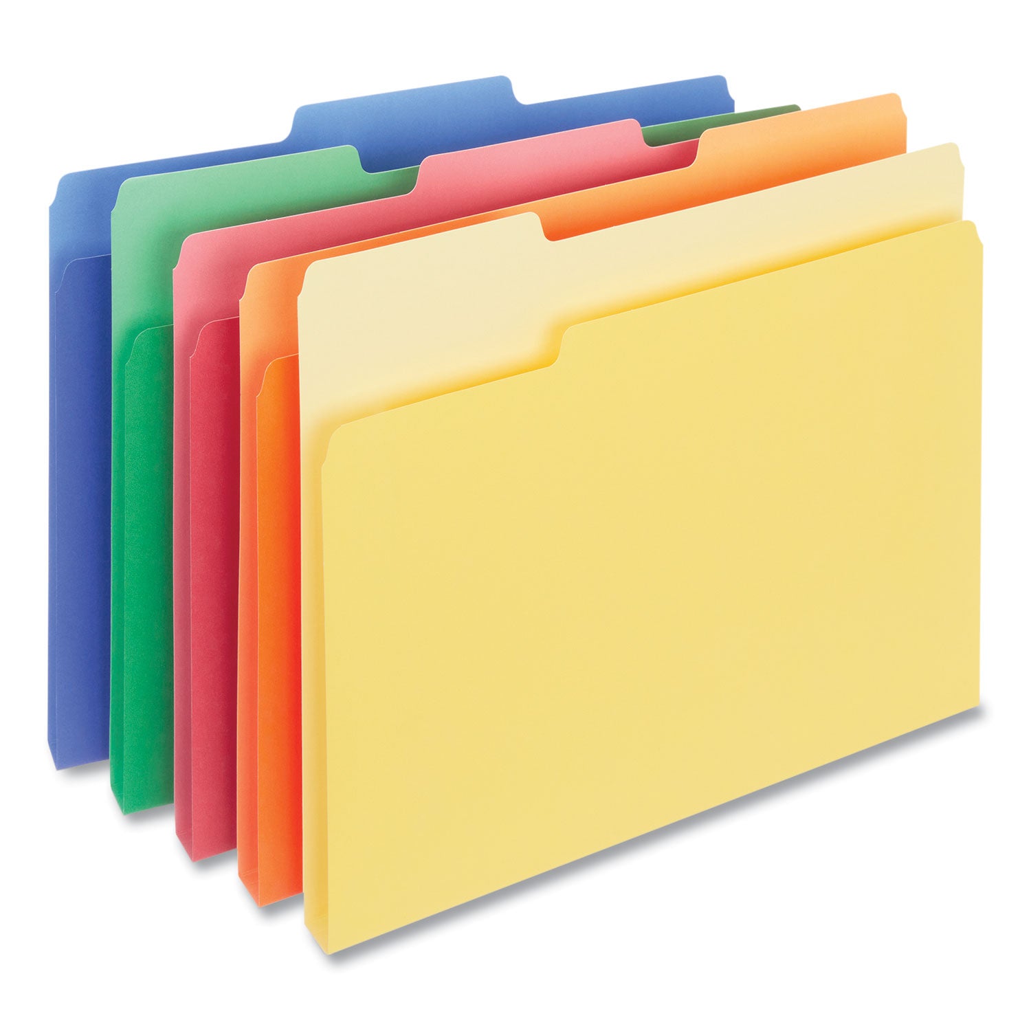 Deluxe Colored Top Tab File Folders, 1/3-Cut Tabs: Assorted, Letter Size, Assorted Colors, 100/Box - 
