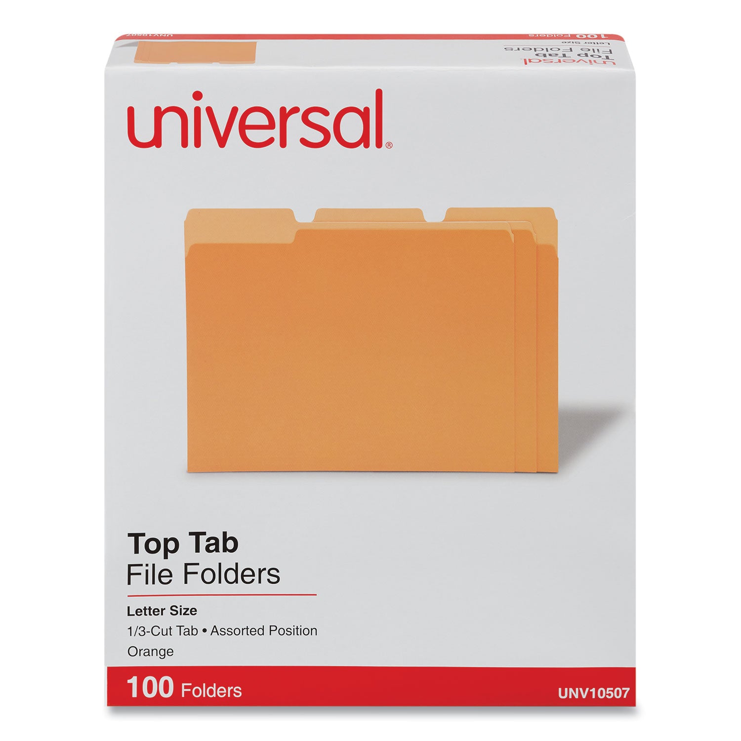 Deluxe Colored Top Tab File Folders, 1/3-Cut Tabs: Assorted, Letter Size, Orange/Light Orange, 100/Box - 