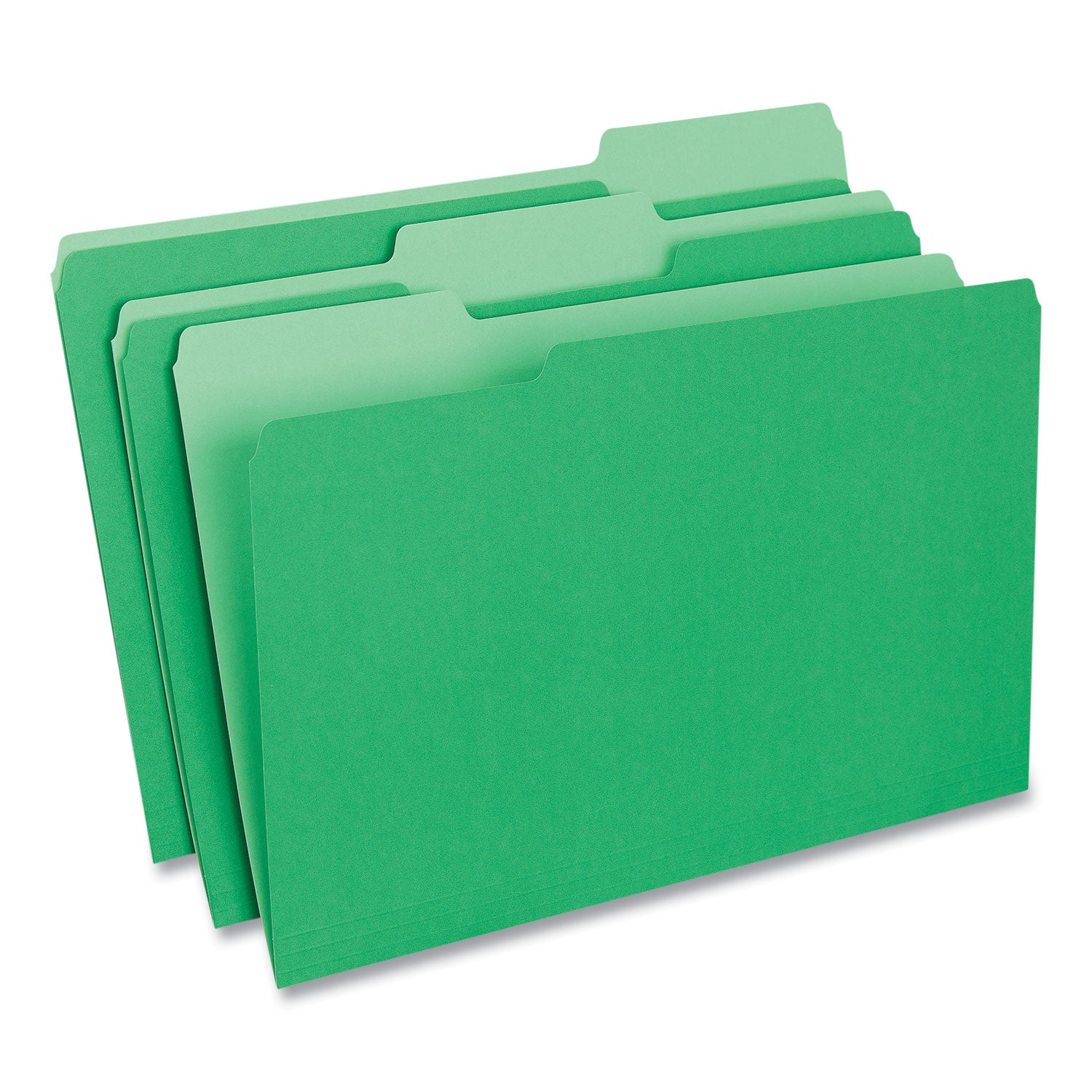 Deluxe Colored Top Tab File Folders, 1/3-Cut Tabs: Assorted, Legal Size, Bright Green/Light Green, 100/Box - 
