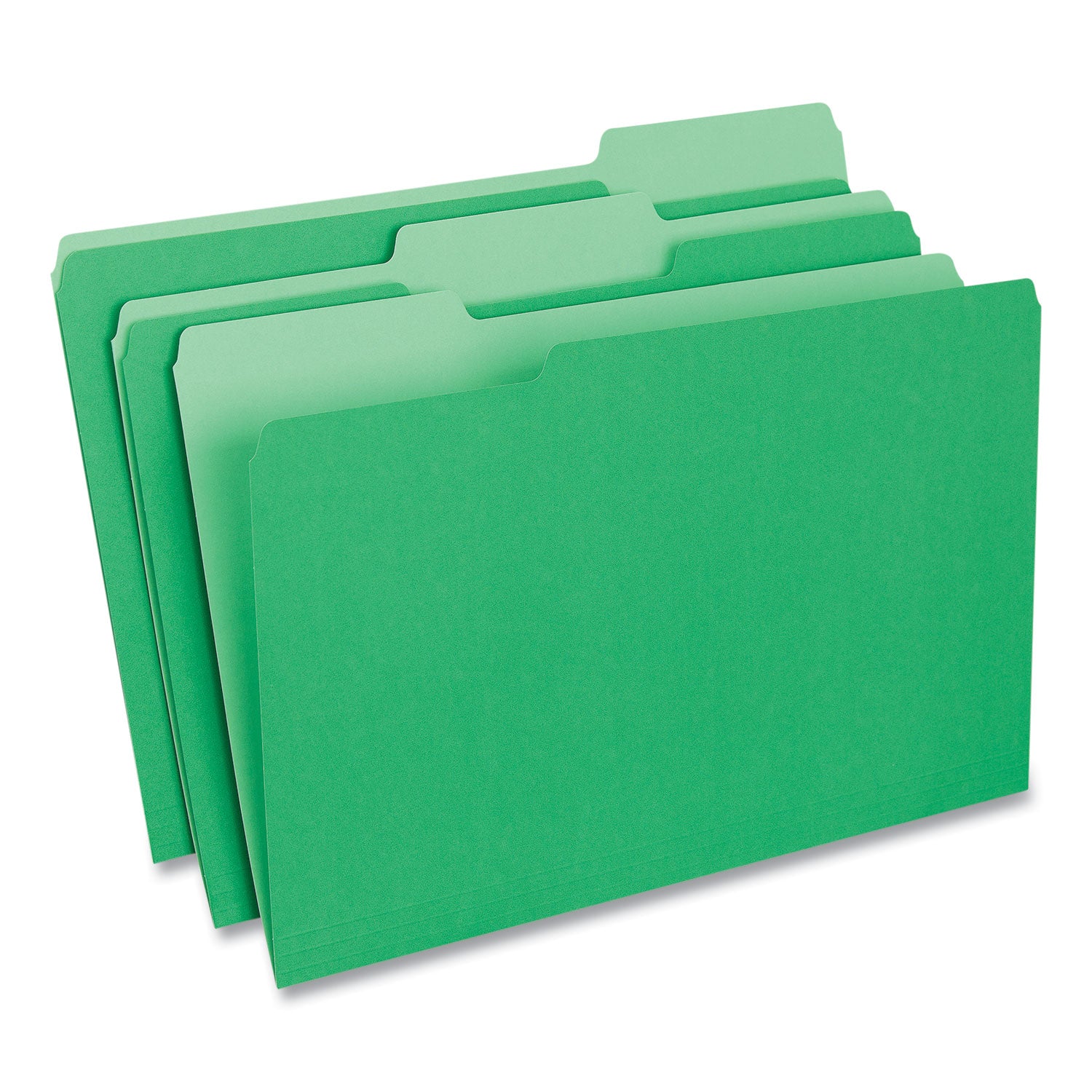 Deluxe Colored Top Tab File Folders, 1/3-Cut Tabs: Assorted, Legal Size, Bright Green/Light Green, 100/Box - 2