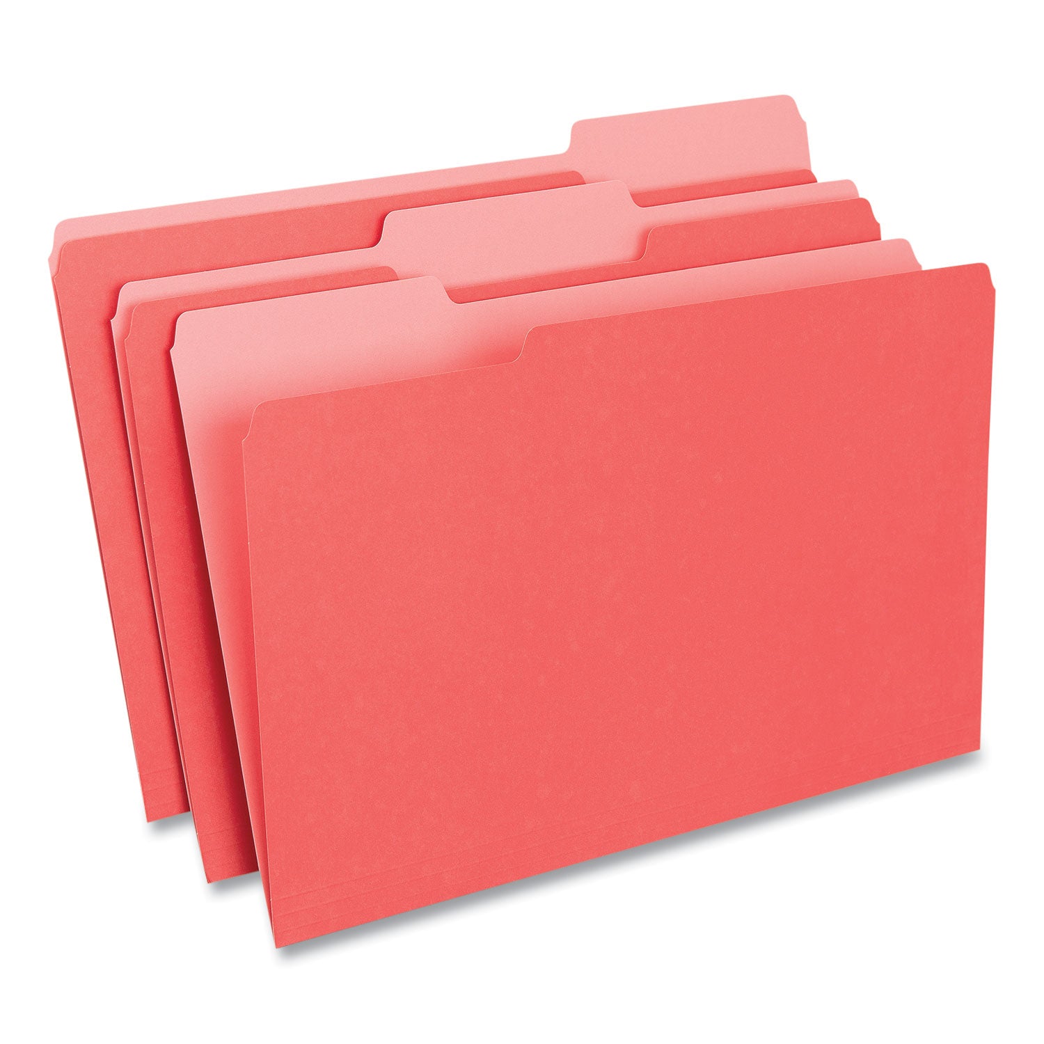 Deluxe Colored Top Tab File Folders, 1/3-Cut Tabs: Assorted, Legal Size, Red/Light Red, 100/Box - 