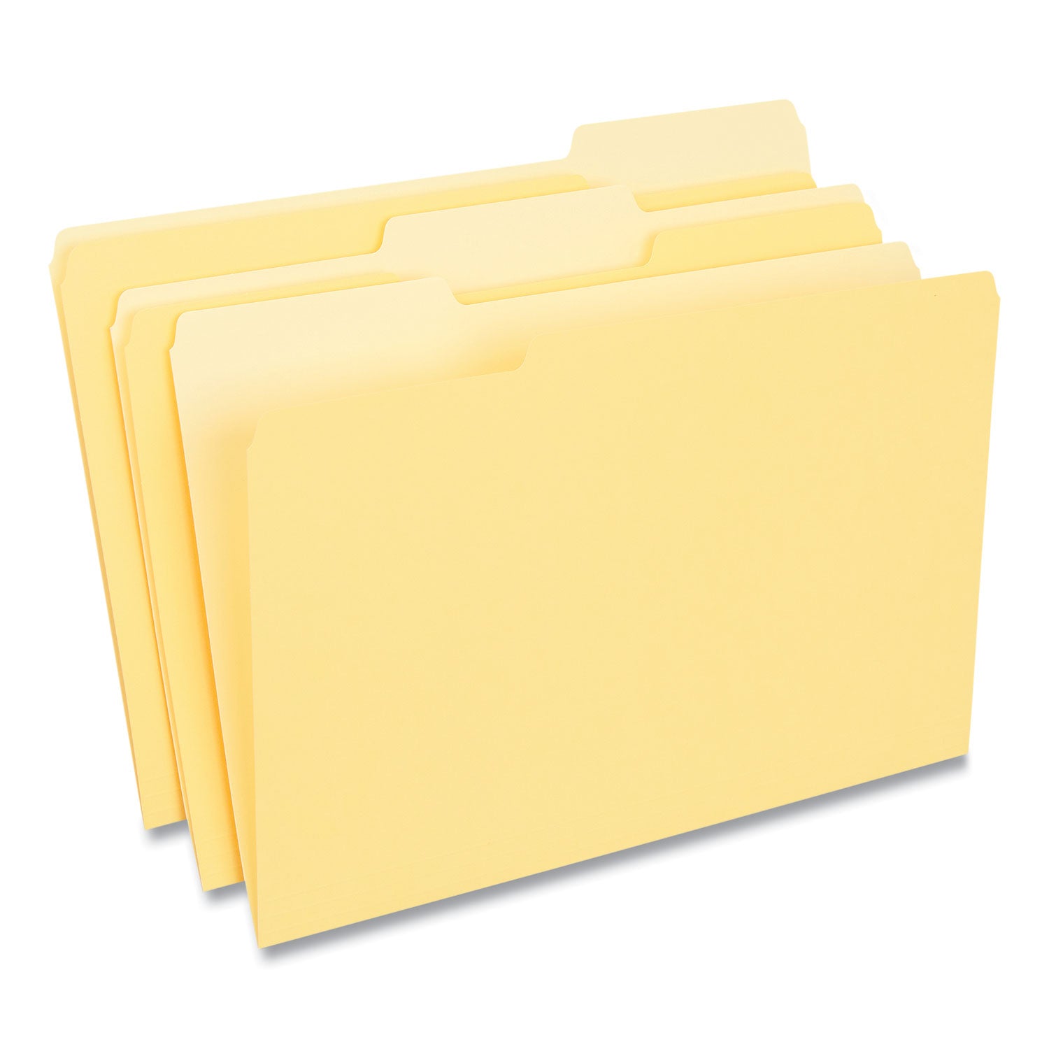 Deluxe Colored Top Tab File Folders, 1/3-Cut Tabs: Assorted, Legal Size, Yellow/Light Yellow, 100/Box - 