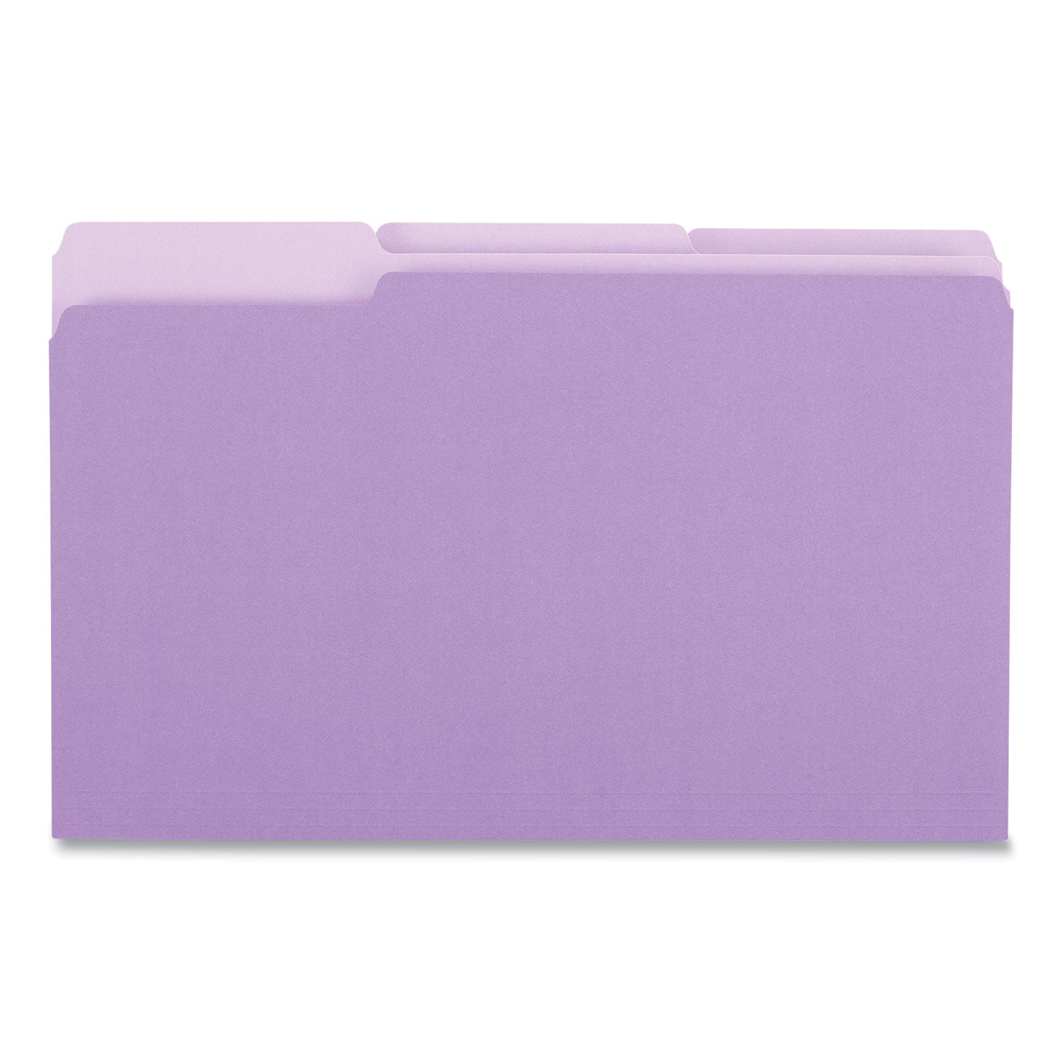 Deluxe Colored Top Tab File Folders, 1/3-Cut Tabs: Assorted, Legal Size, Violet/Light Violet, 100/Box - 