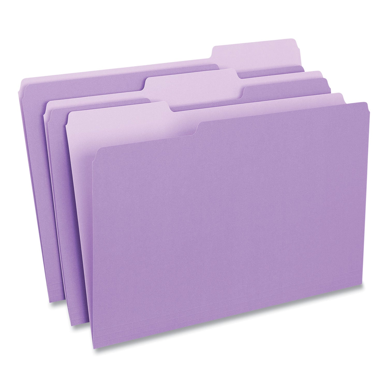 Deluxe Colored Top Tab File Folders, 1/3-Cut Tabs: Assorted, Legal Size, Violet/Light Violet, 100/Box - 
