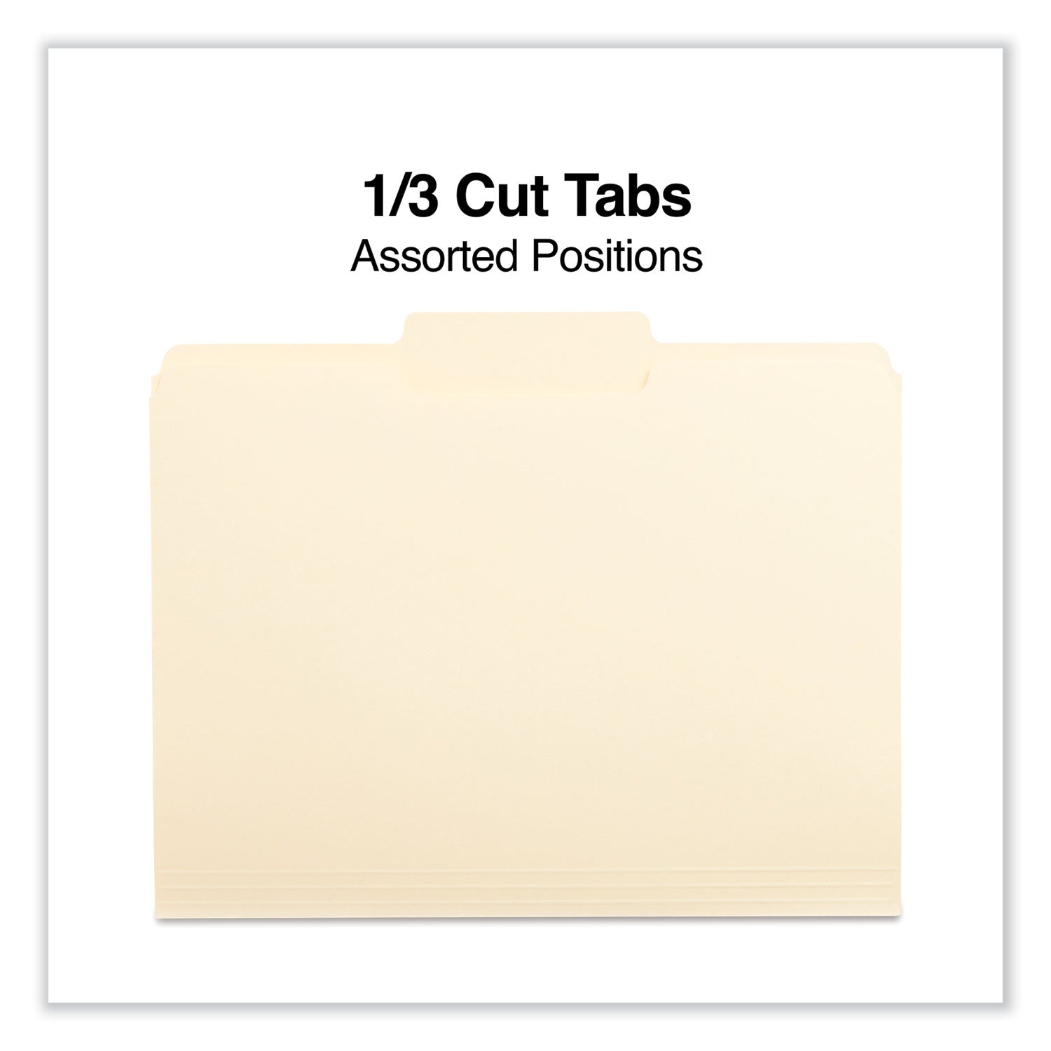 Top Tab File Folders, 1/3-Cut Tabs: Center Position, Letter Size, 0.75" Expansion, Manila, 100/Box - 