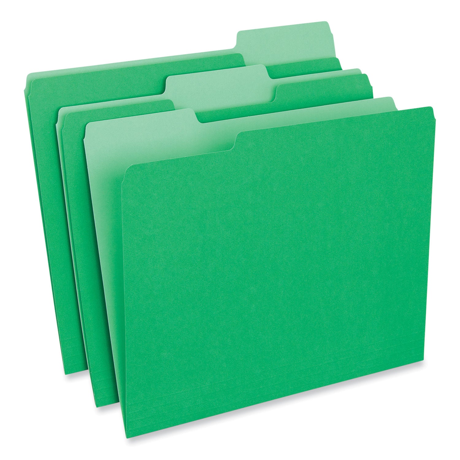Interior File Folders, 1/3-Cut Tabs: Assorted, Letter Size, 11-pt Stock, Green, 100/Box - 