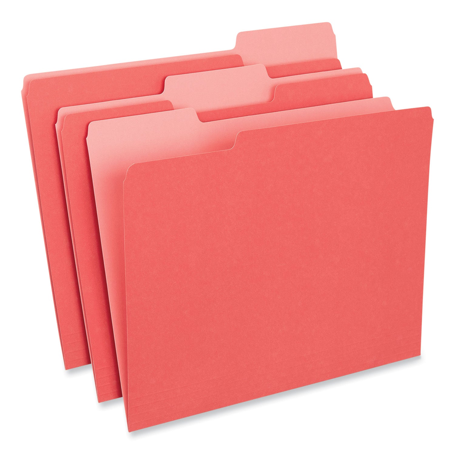 Interior File Folders, 1/3-Cut Tabs: Assorted, Letter Size, 11-pt Stock, Red, 100/Box - 